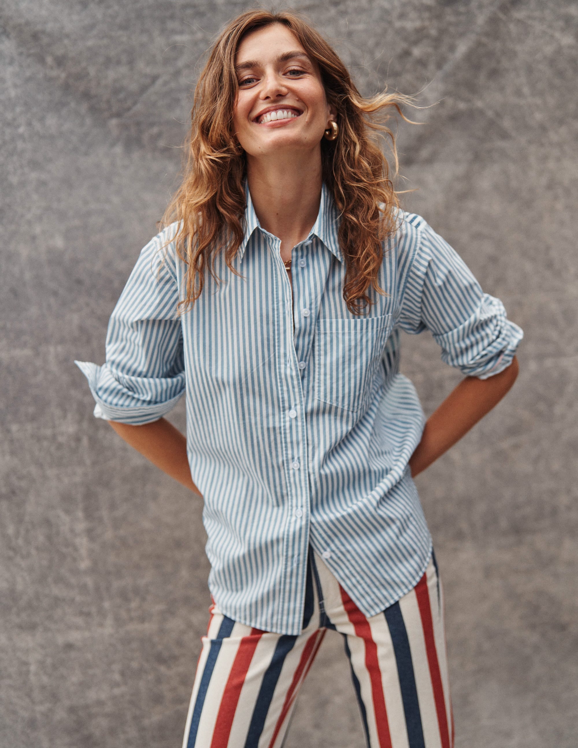  Connie Relaxed Cotton Shirt-Ticking Stripe Union Jack、mySite、ashleygrahame