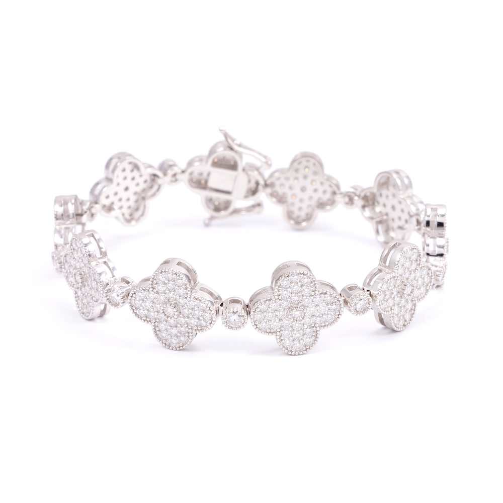 12MM Four Leaf Moissanite Beads Bracelet 14K Gold、mySite、hinf8tx79