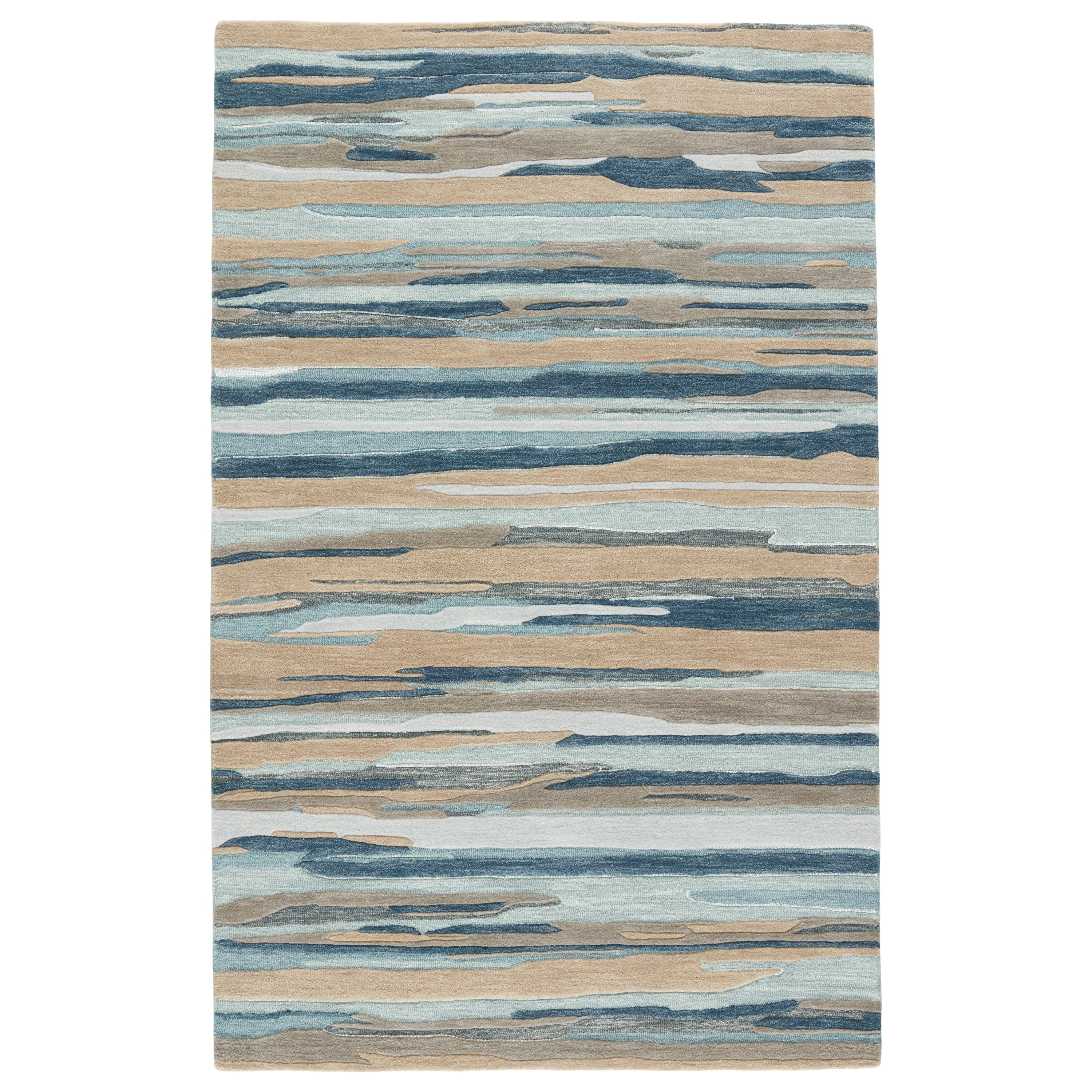 Rhine Handmade Striped Blue Beige Area Rug、mySite、gigharbornorthrealestate