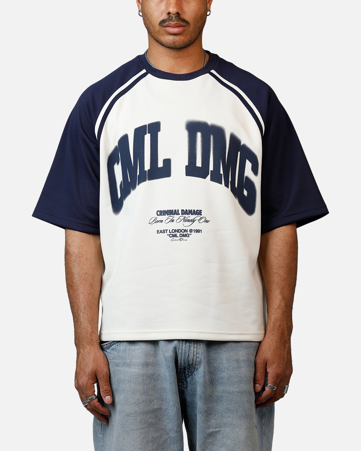 Criminal Damage Varsity Icon T-Shirt Navy、mySite、zt4zffjzw
