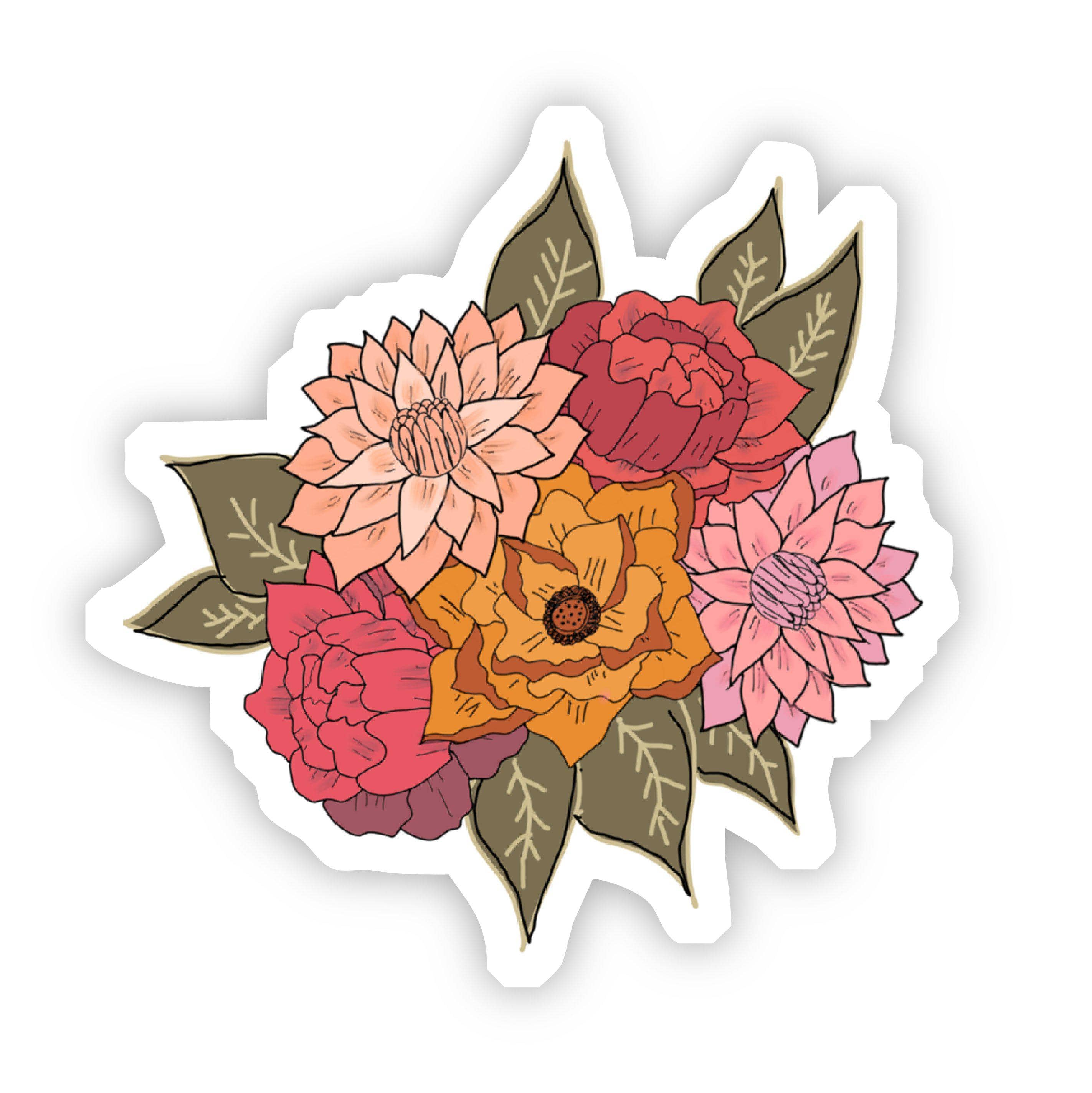  Red, Yellow, and Pink Floral Sticker、mySite、elrpsem3k