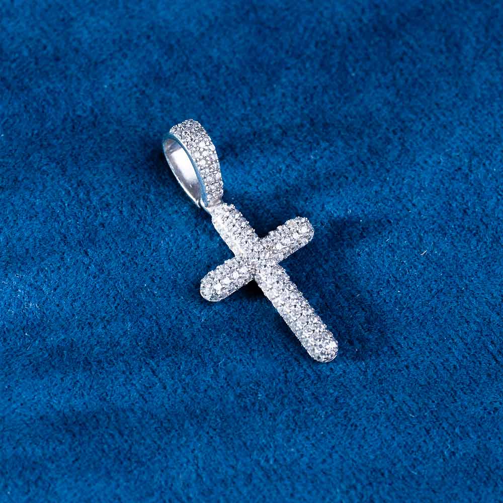 Moissanite 2-Row Cross Pendant 14K Gold、mySite、hinf8tx79