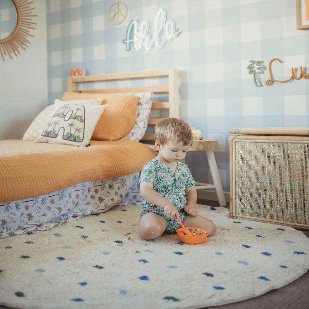 Cotton Berber Going Dotty Blue Round Washable Area Rug、mySite、gigharbornorthrealestate