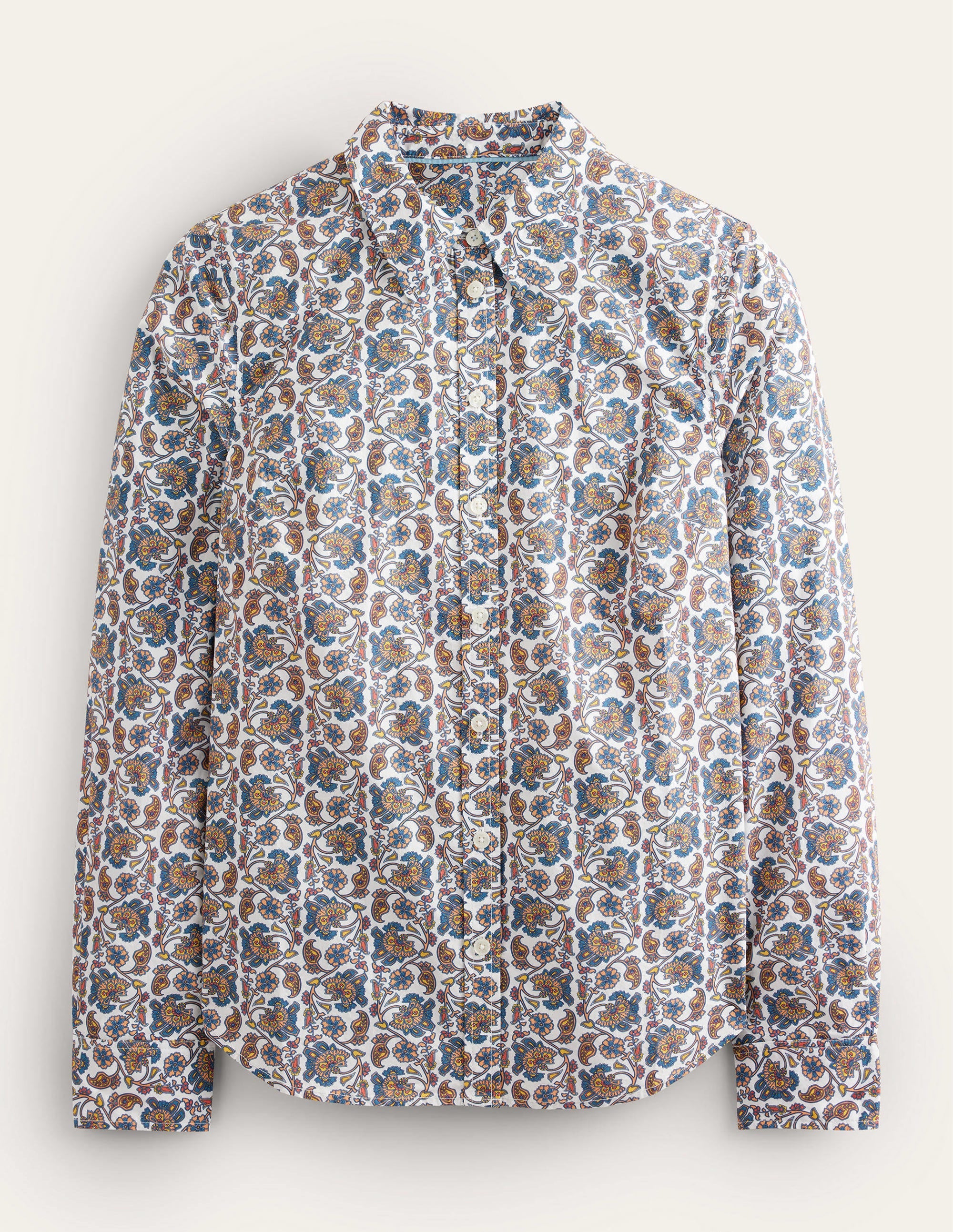  Straight Cotton Shirt-Ivory, Block Paisley、mySite、ashleygrahame