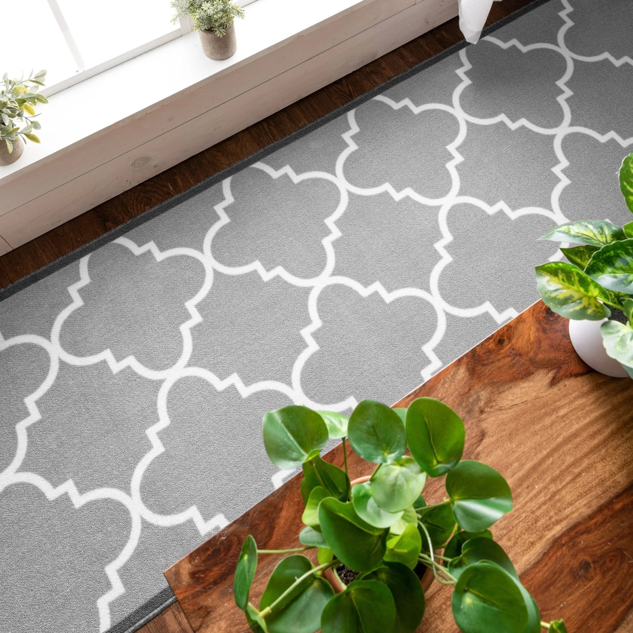 Brooklyn Trellis Grey Modern Flat-Weave Cotton Backing Rug、mySite、gigharbornorthrealestate