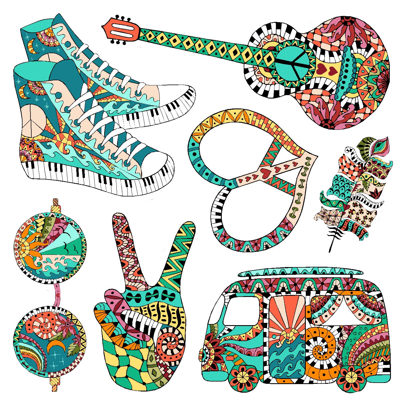  Groovy Vinyl Sticker Decal Set、mySite、ghnorth