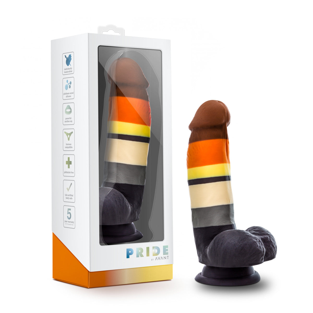Avant By Blush® | Pride Bear P9: Artisan 8 Inch Dildo with Suction Cup Base - Elegantly Made with Smooth Ultrasilk® Purio™ Silicone、mySite、bottomscart