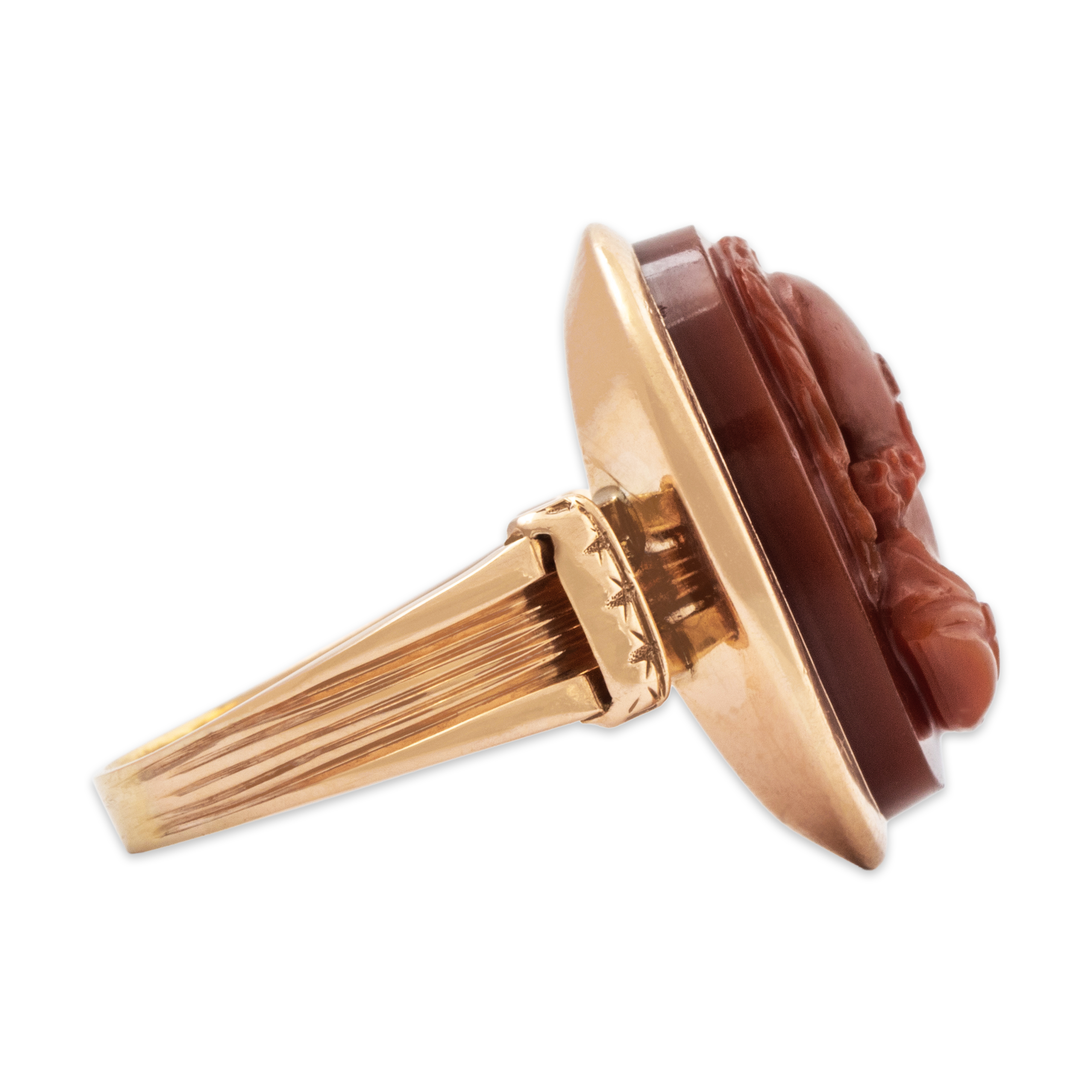 Antique Victorian 14k Rosy Yellow Gold 10ct Carved Jasper Soldier Cameo Ring、mySite、hinf8tx79