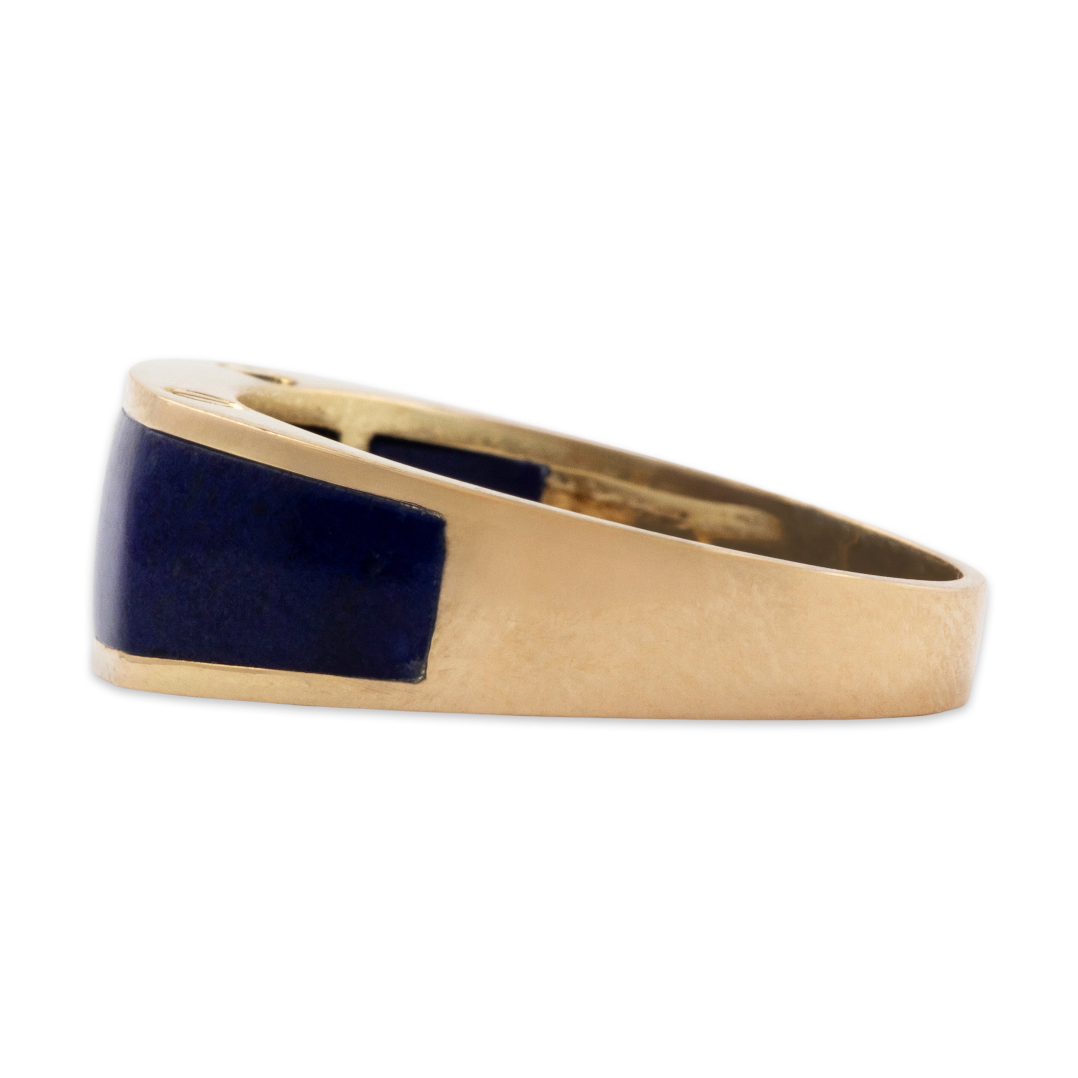 Vintage 14k Yellow Gold Lapis Lazuli Inlay with Screw Design Signet Ring 8.00、mySite、hinf8tx79