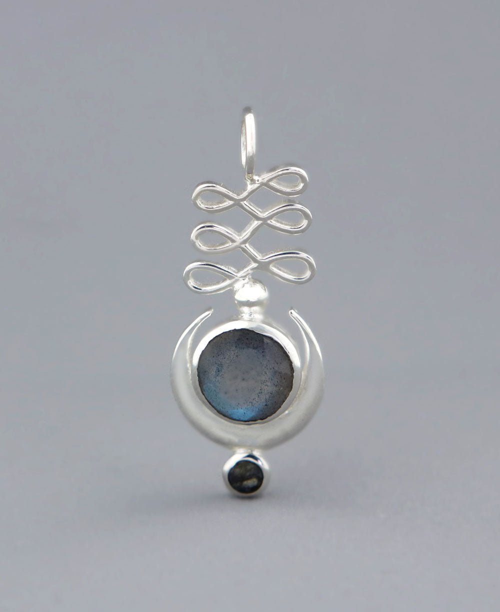 Sterling Silver Unalome Moon Labradorite Pendant、mySite、topwebapps
