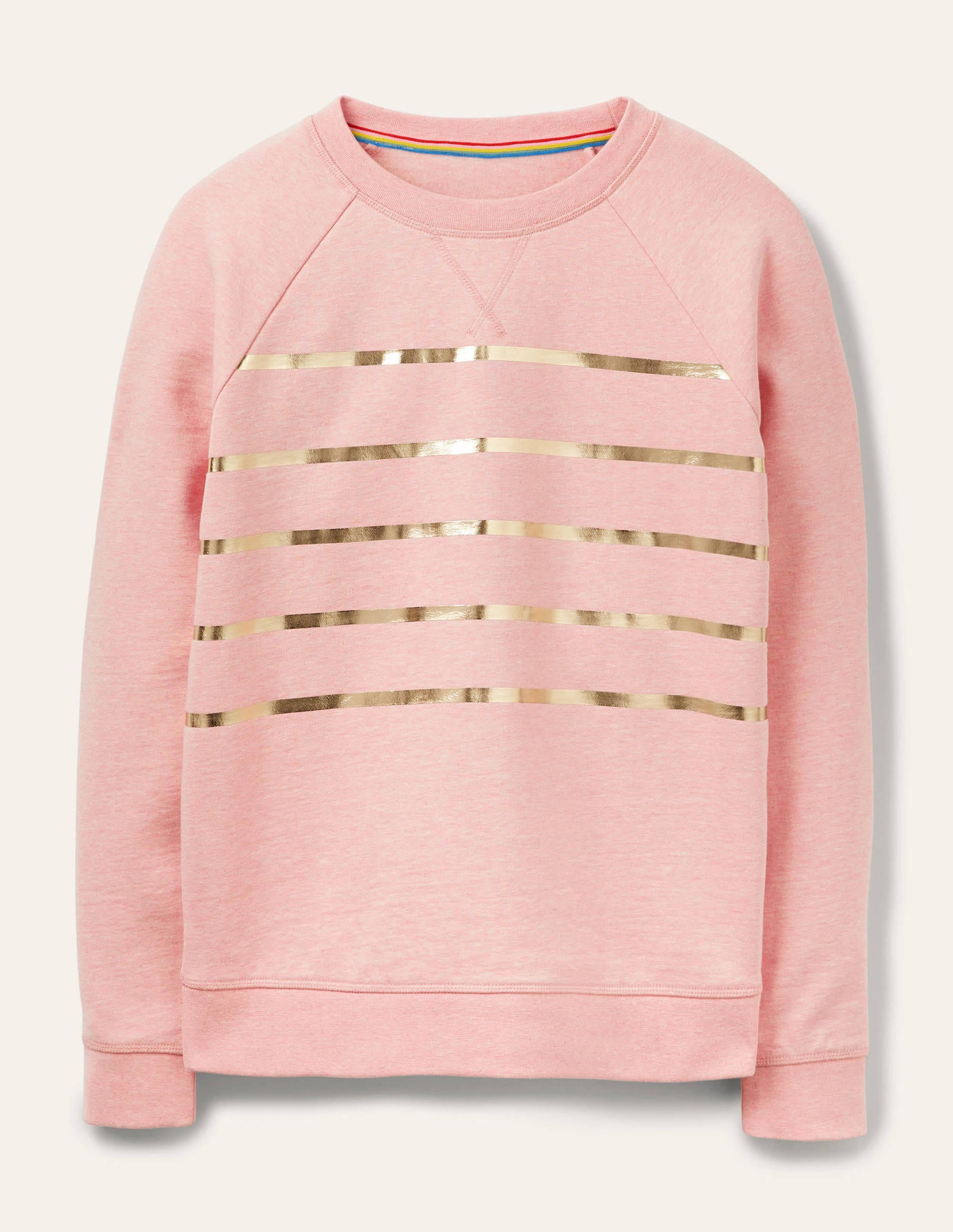  Printed Cotton Sweatshirt-Pink Marl, Gold Foil Stripe、mySite、ashleygrahame