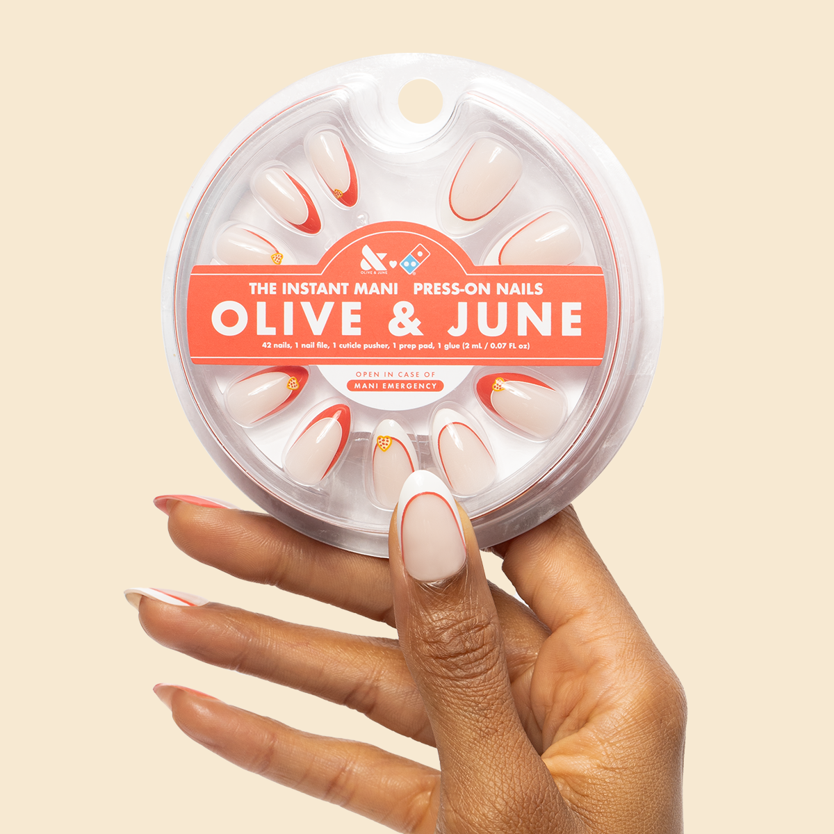 I Heart Pizza French - Press-On | Medium | Almond、mySite、solidvoid