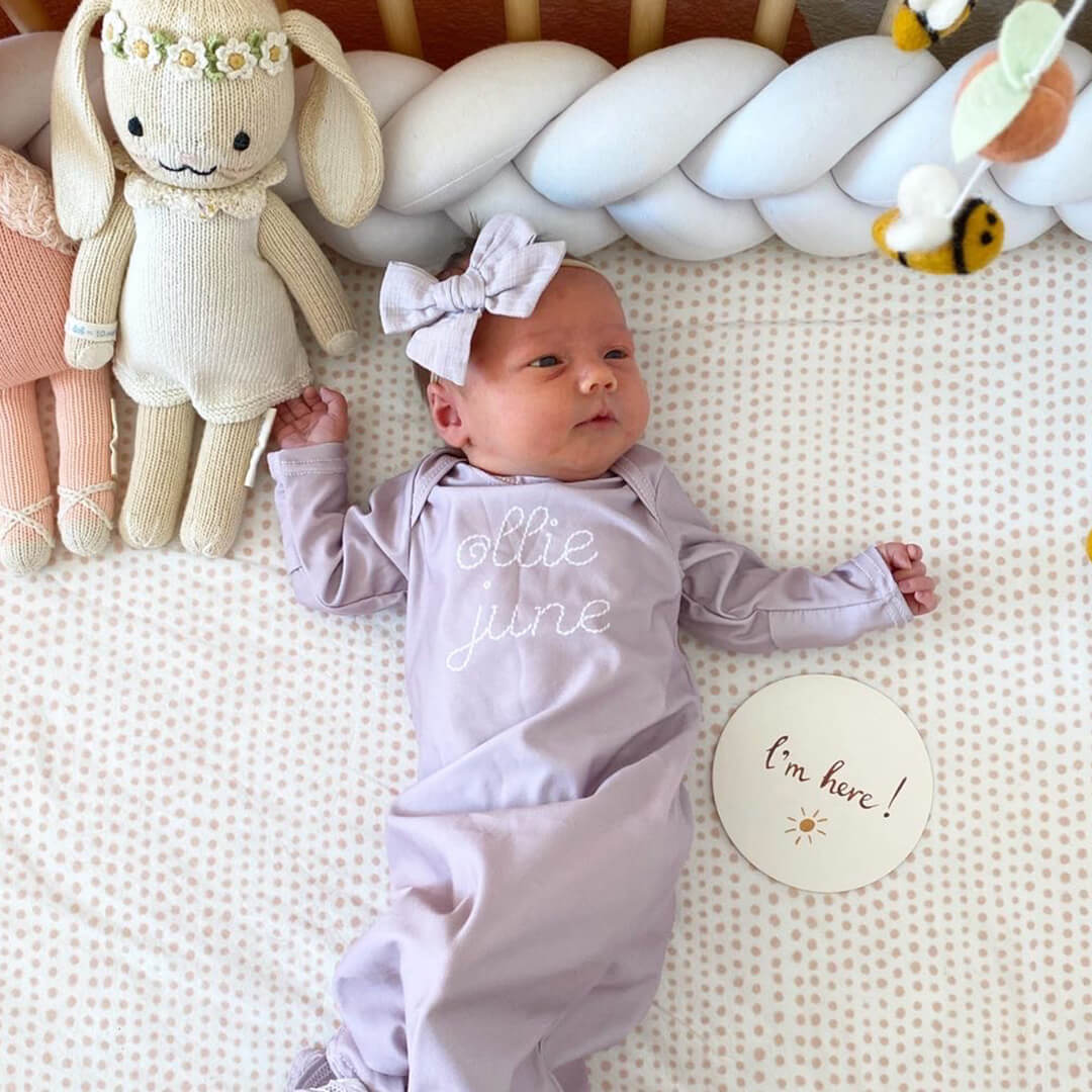  Personalized Stitched Newborn Baby Knot Gown | Lavender Dreams、mySite、layawaytickets