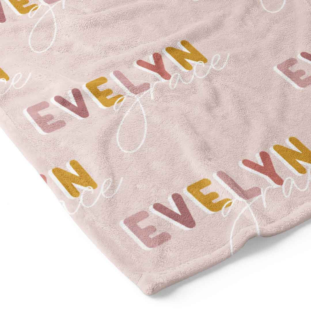  Dusty Pinks Retro Personalized Toddler Blanket、mySite、layawaytickets