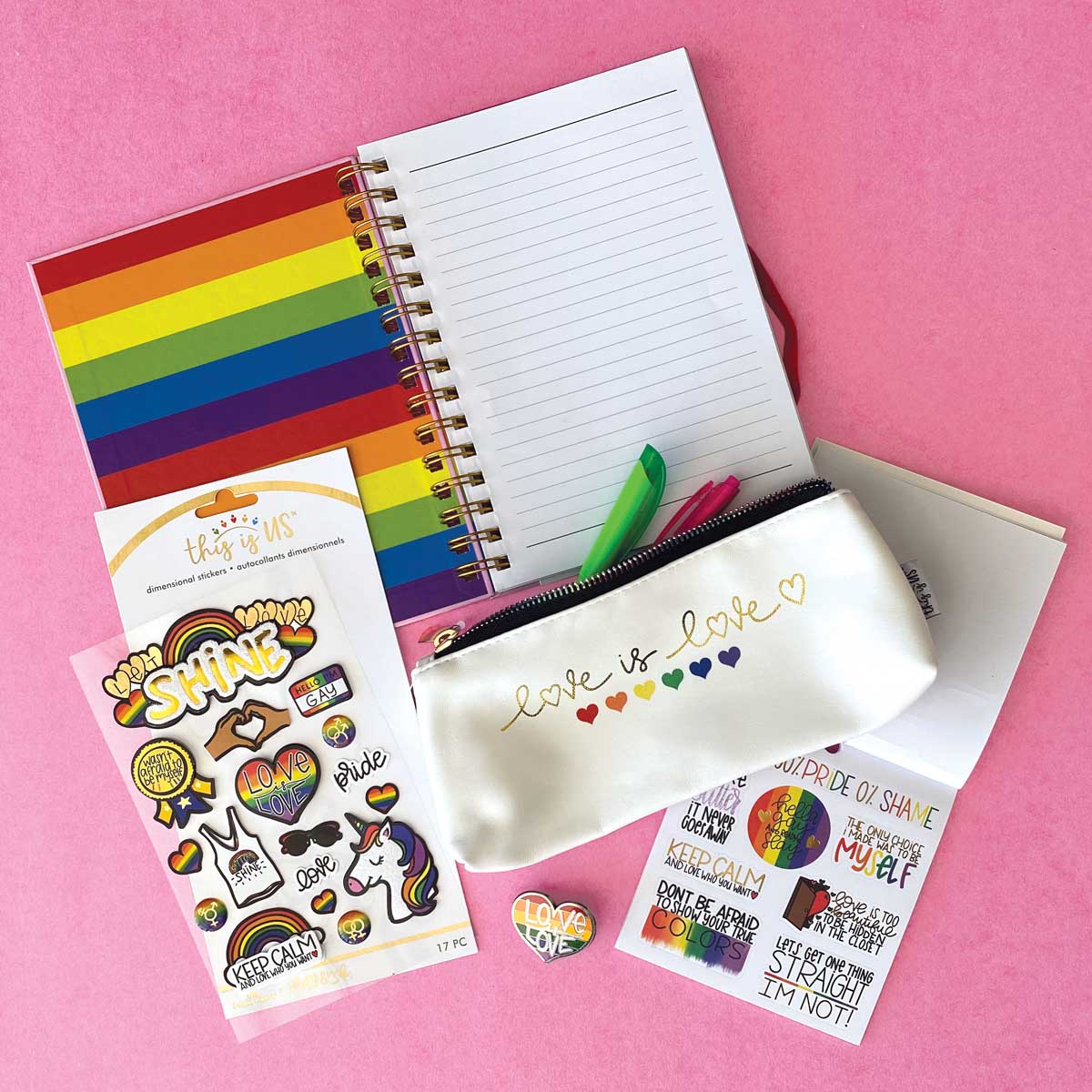  Pencil Pouch And Notebook Bundle - Love Is Love、mySite、ghnorth