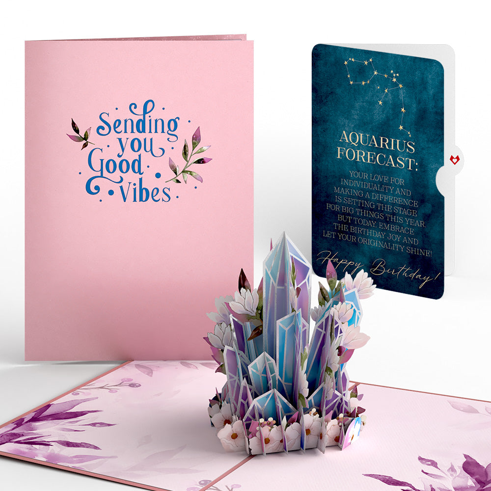 Good Vibes Crystals Birthday Pop-Up Card and Aquarius Zodiac Sentiment Set、mySite、solidvoid