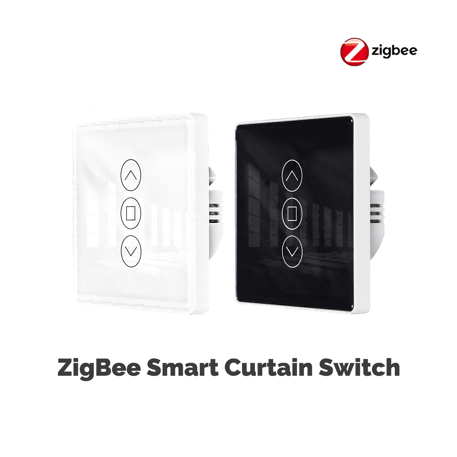 ZigBee Smart Curtain Switch 2.5D Support RF433 Arc Glass Touch Panel、mySite、fannypackpong