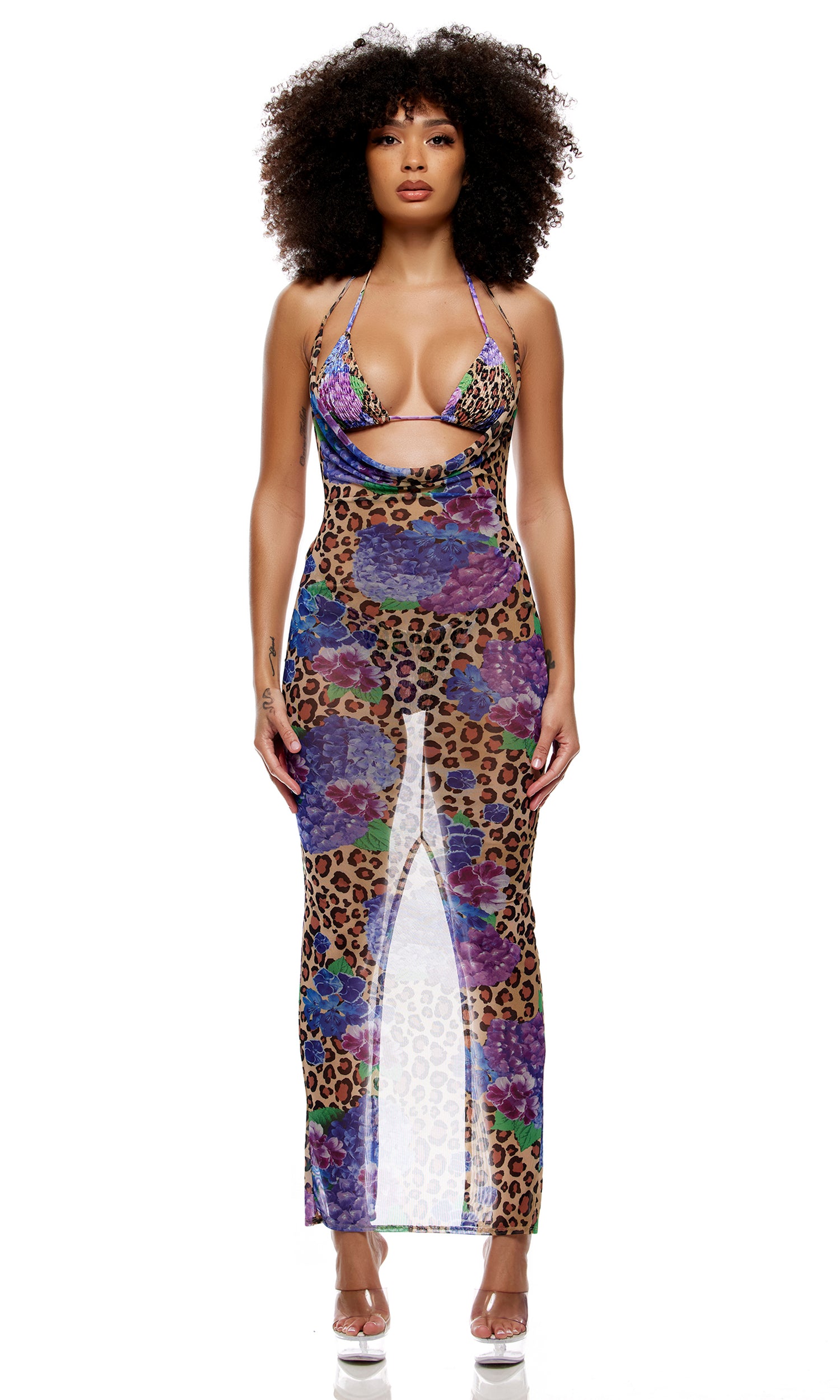 Amalfi Mesh Pool Maxi Dress - Cheetah Blue、mySite、bengalsvssteelers