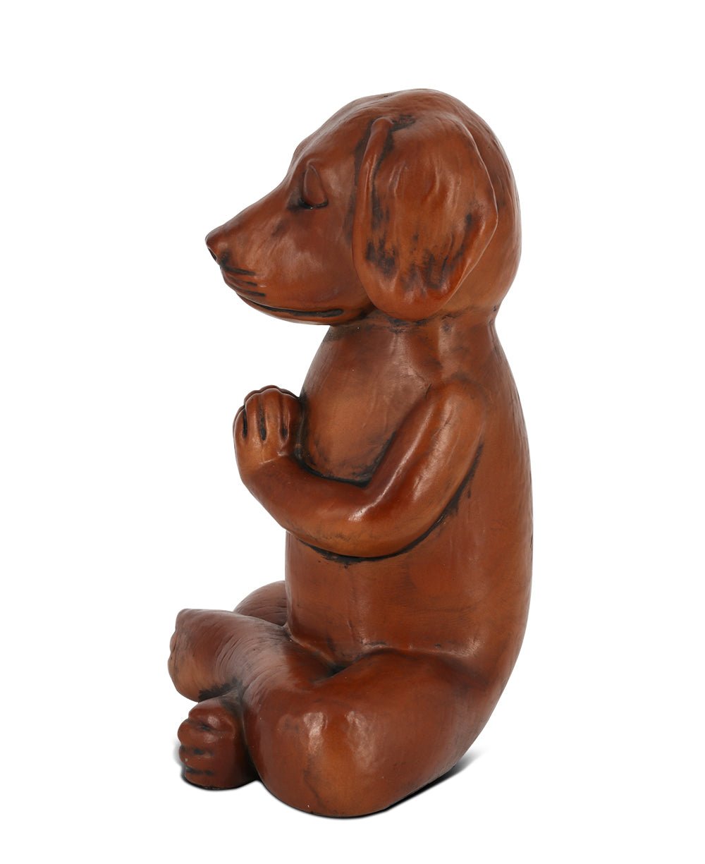 Namaste Dog Statue in Rich Mahogany Tone、mySite、topwebapps