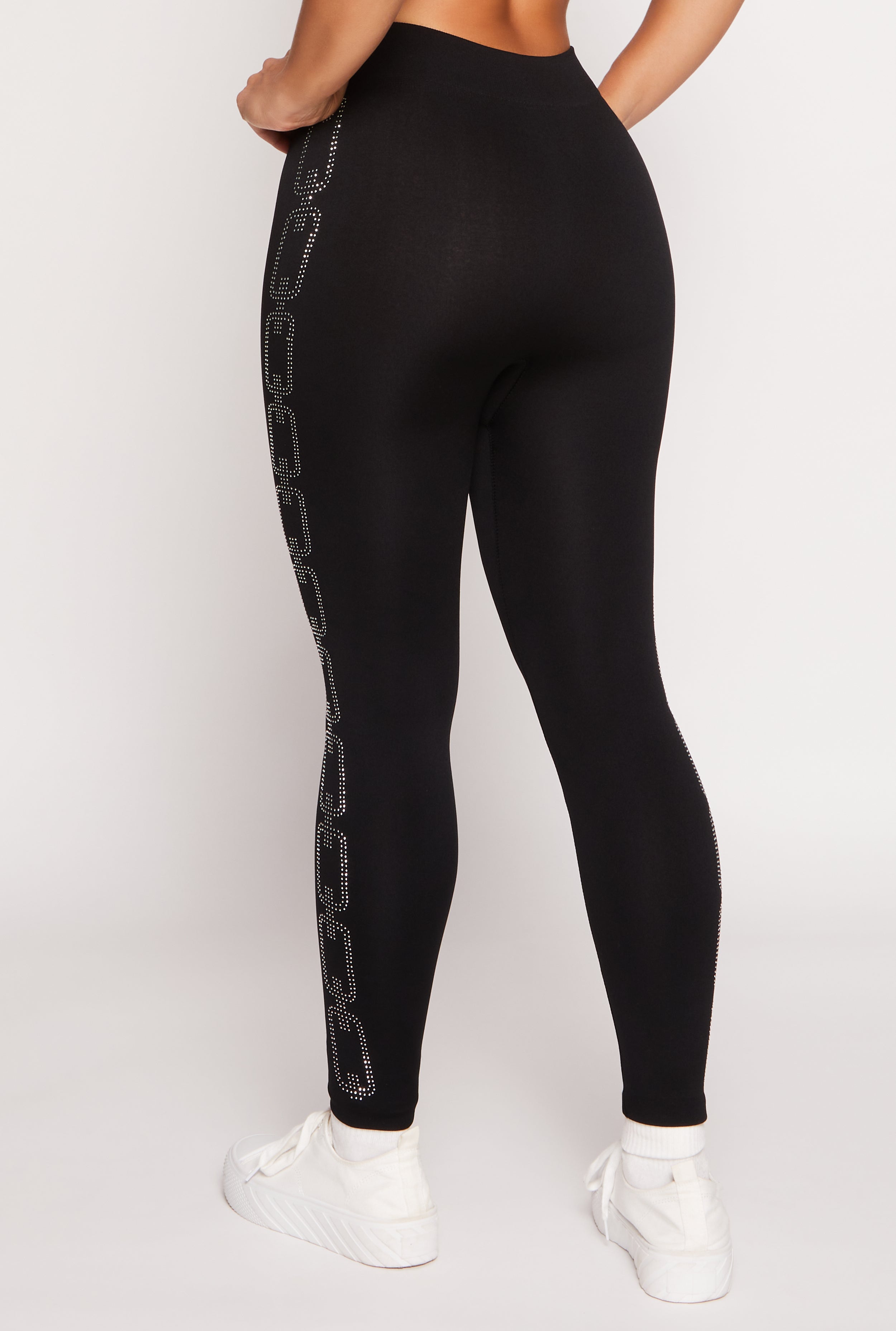 Rhinestone Chain Side Leggings、mySite、camillekostekn