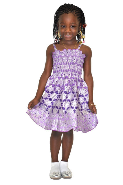 Purple African print Dress with Spaghetti straps for Girls、mySite、solidvoid