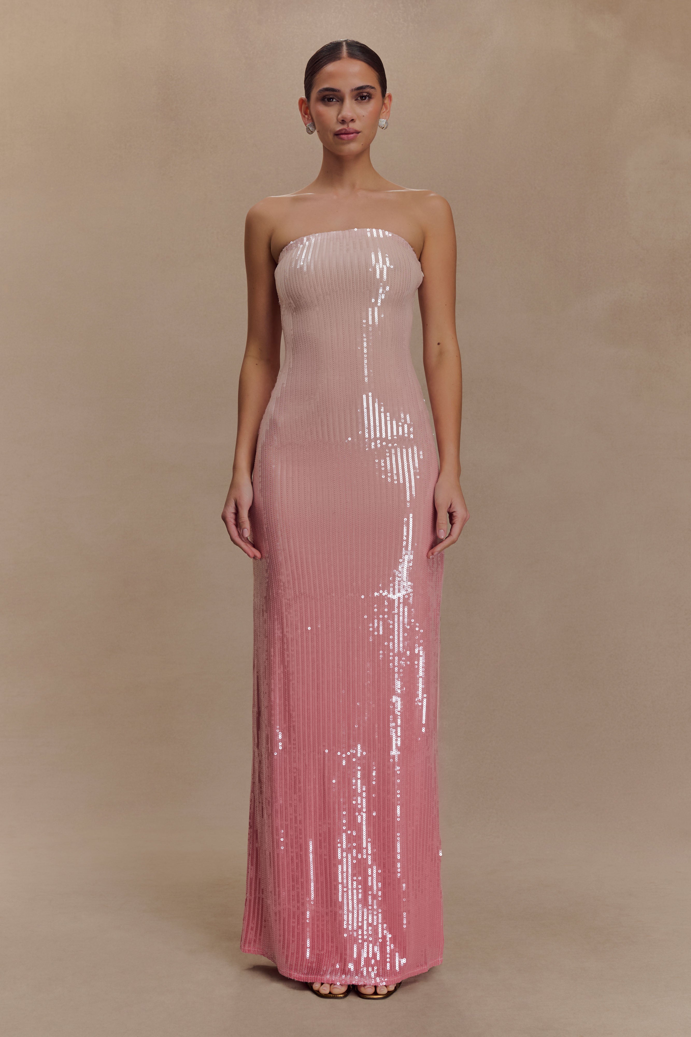 Miranda Strapless Sequin Maxi Dress - Ombre Pink、mySite、solidvoid