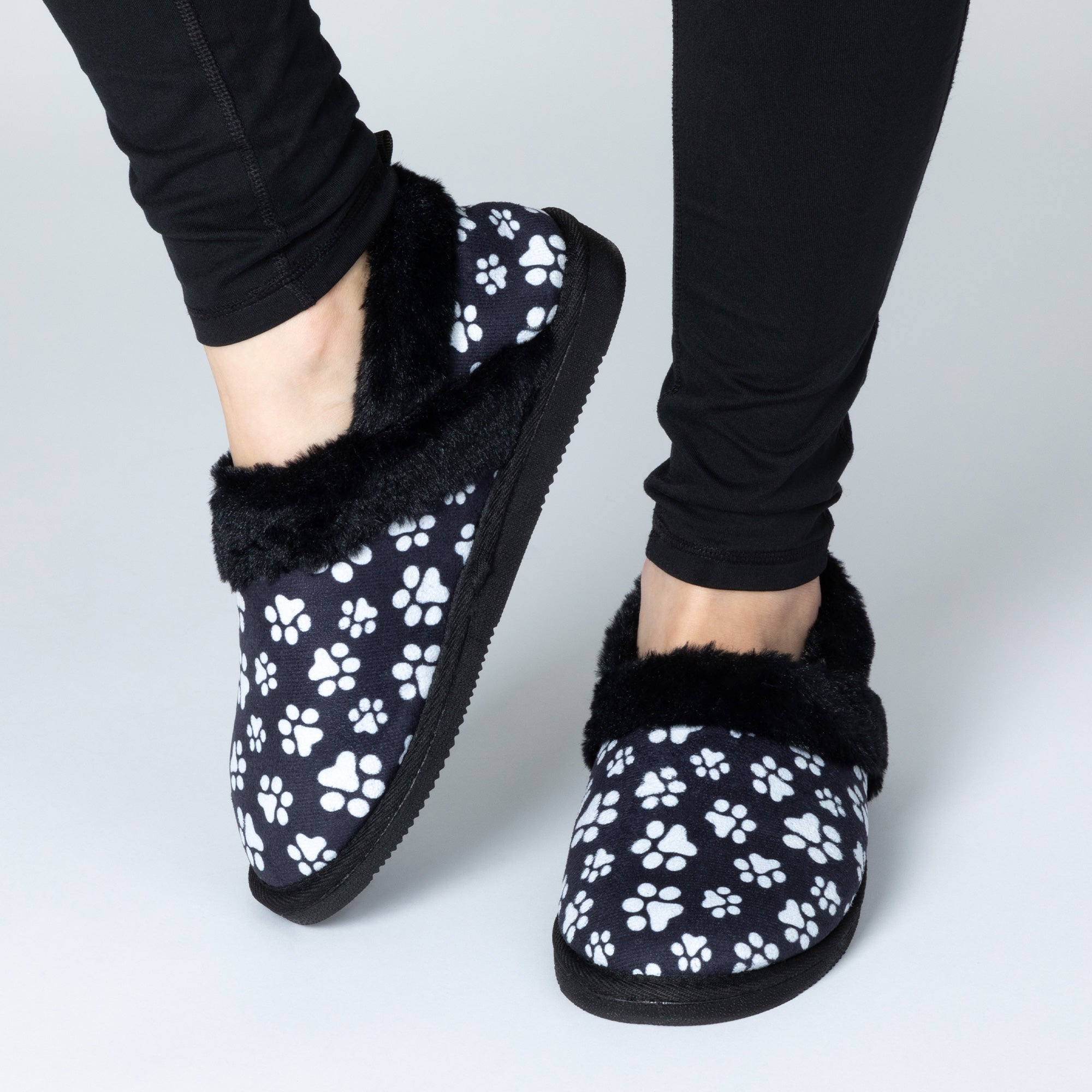 Paw Print Faux Fur Lined Indoor/Outdoor Slippers、mySite、camillekostekn