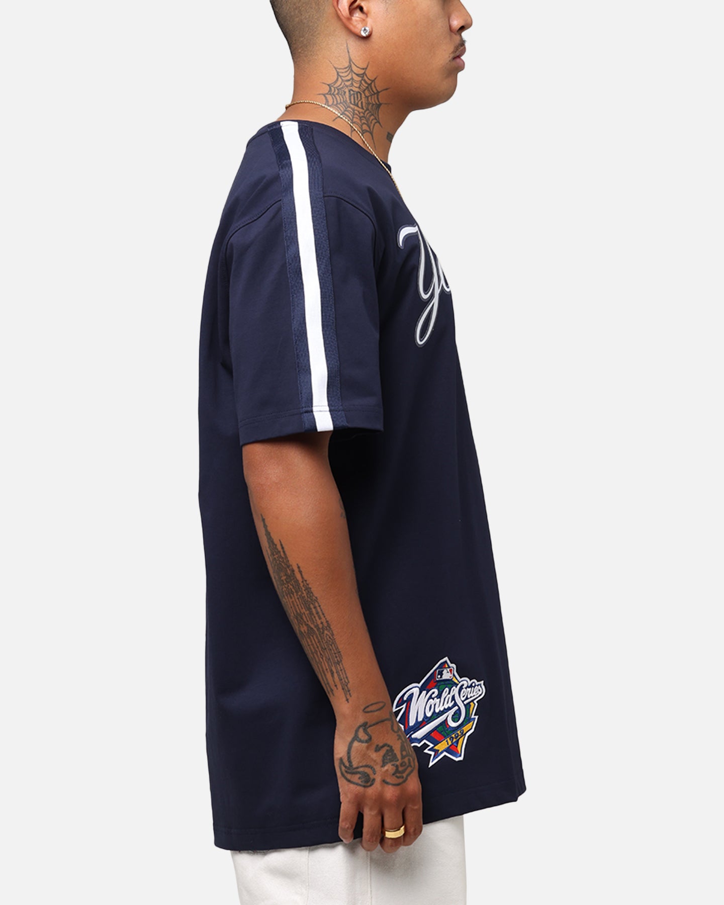 Pro Standard New York Yankees Classic Mesh Striped T-Shirt Midnight Navy、mySite、zt4zffjzw