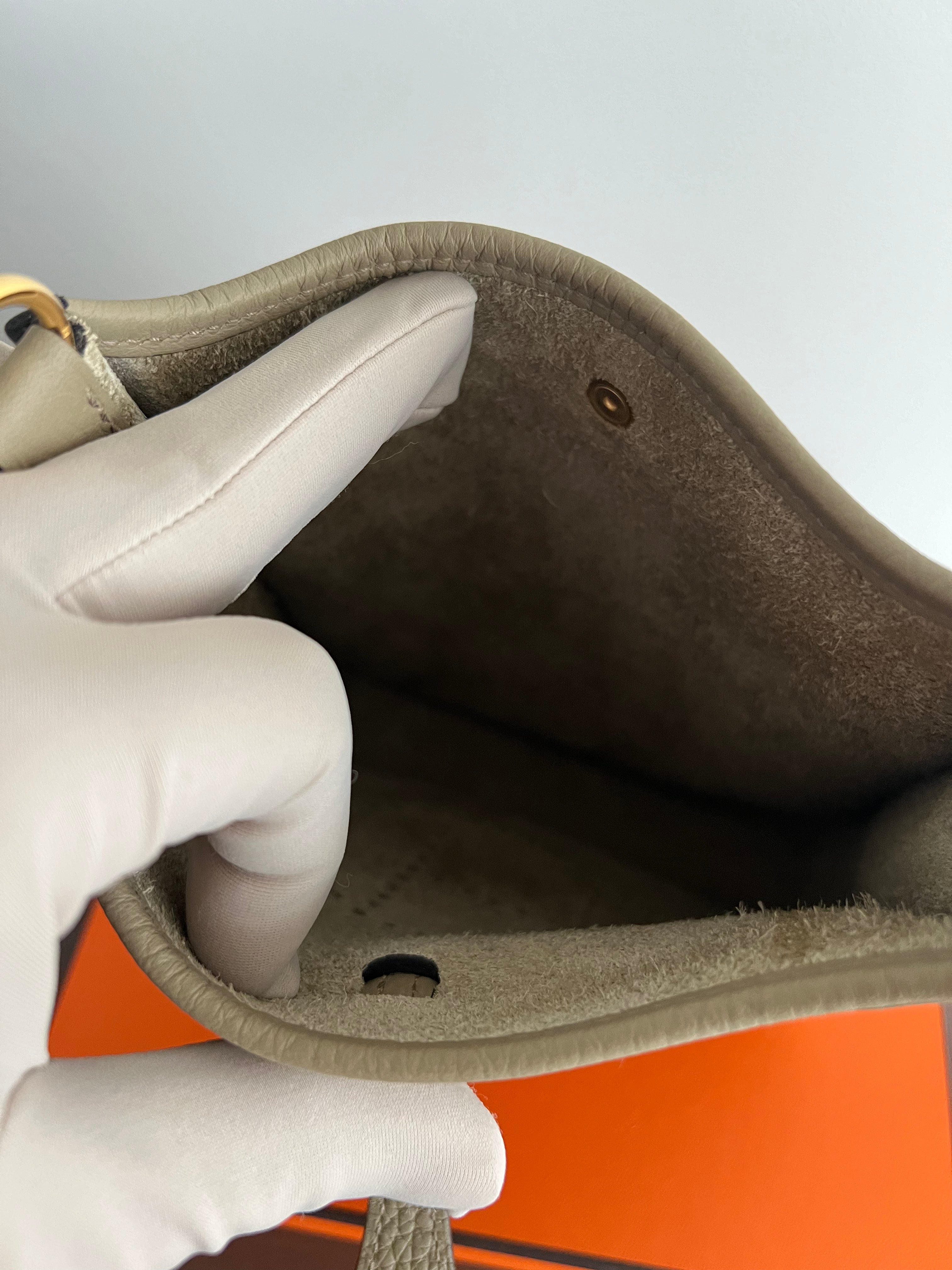 Hermès Mini Evelyne 16 Beige Marfa Clemence GHW、mySite、garminoutage.com