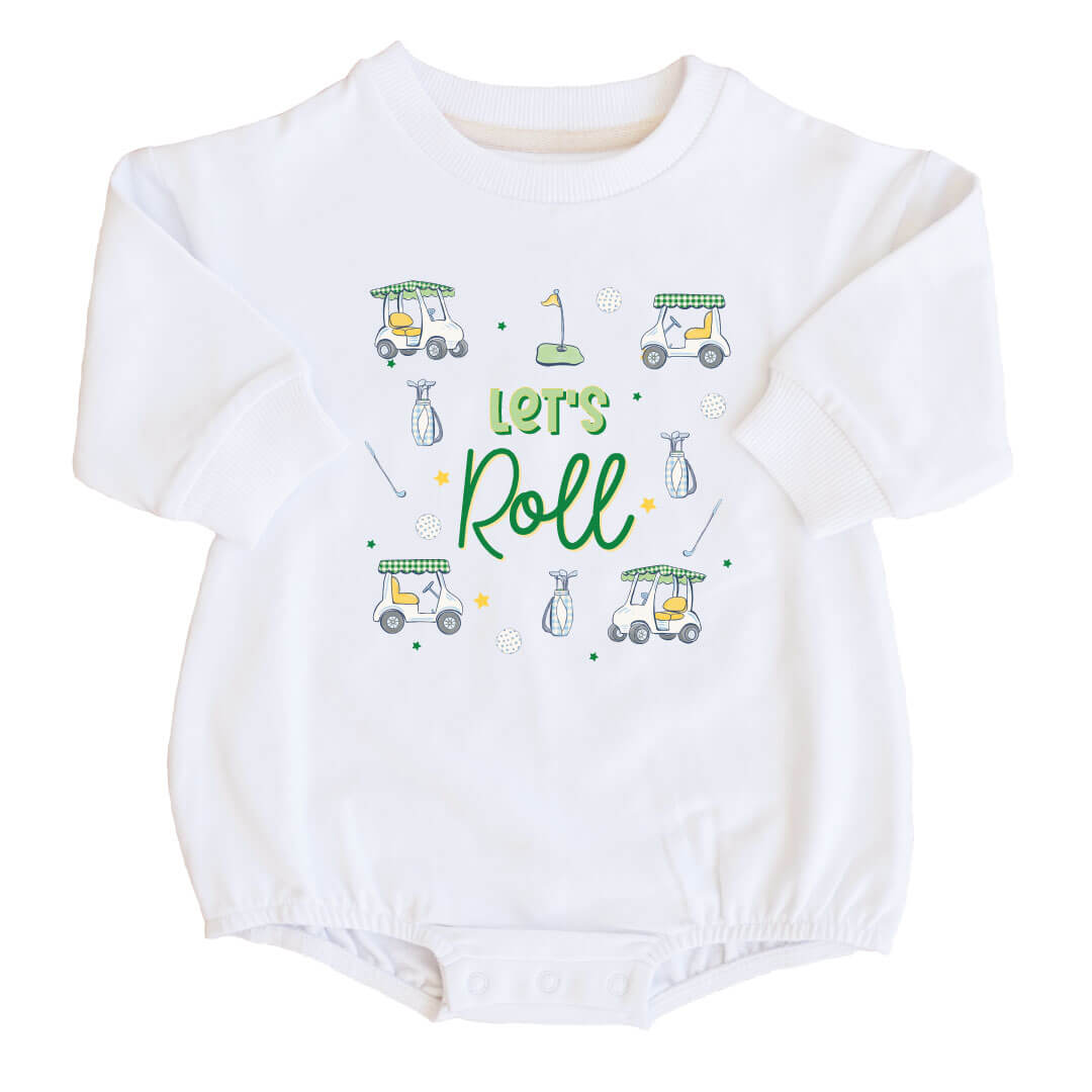  Let's Roll Graphic Sweatshirt Bubble Romper | White、mySite、layawaytickets