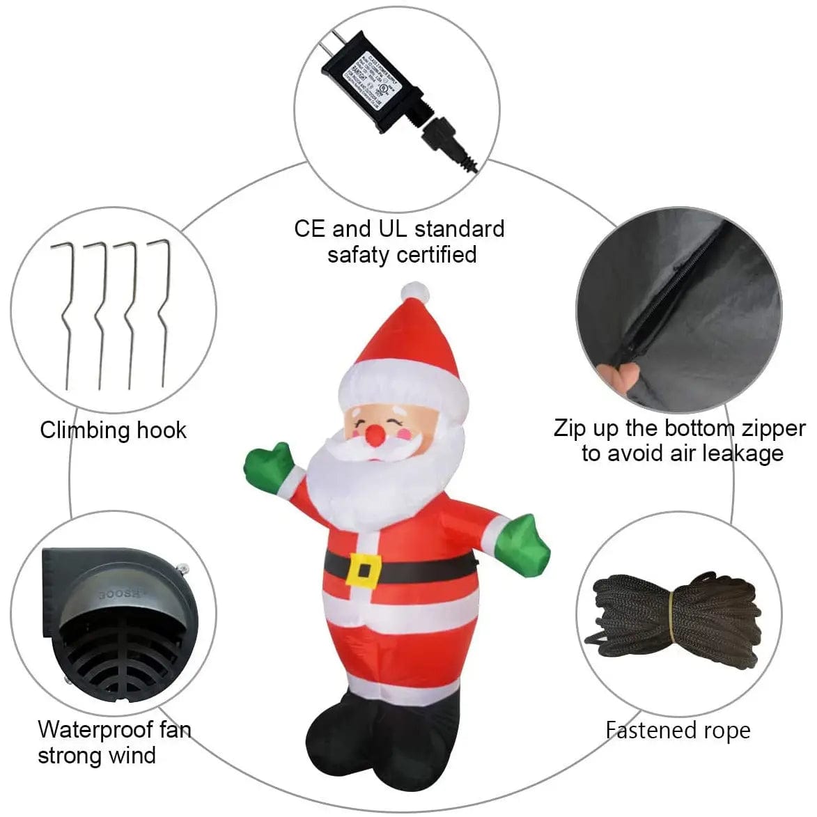 Inflatable Santa Claus by Goosh 5 ft Christmas Inflatable Blow up Santa Yard Decoration、mySite、g9winljtr