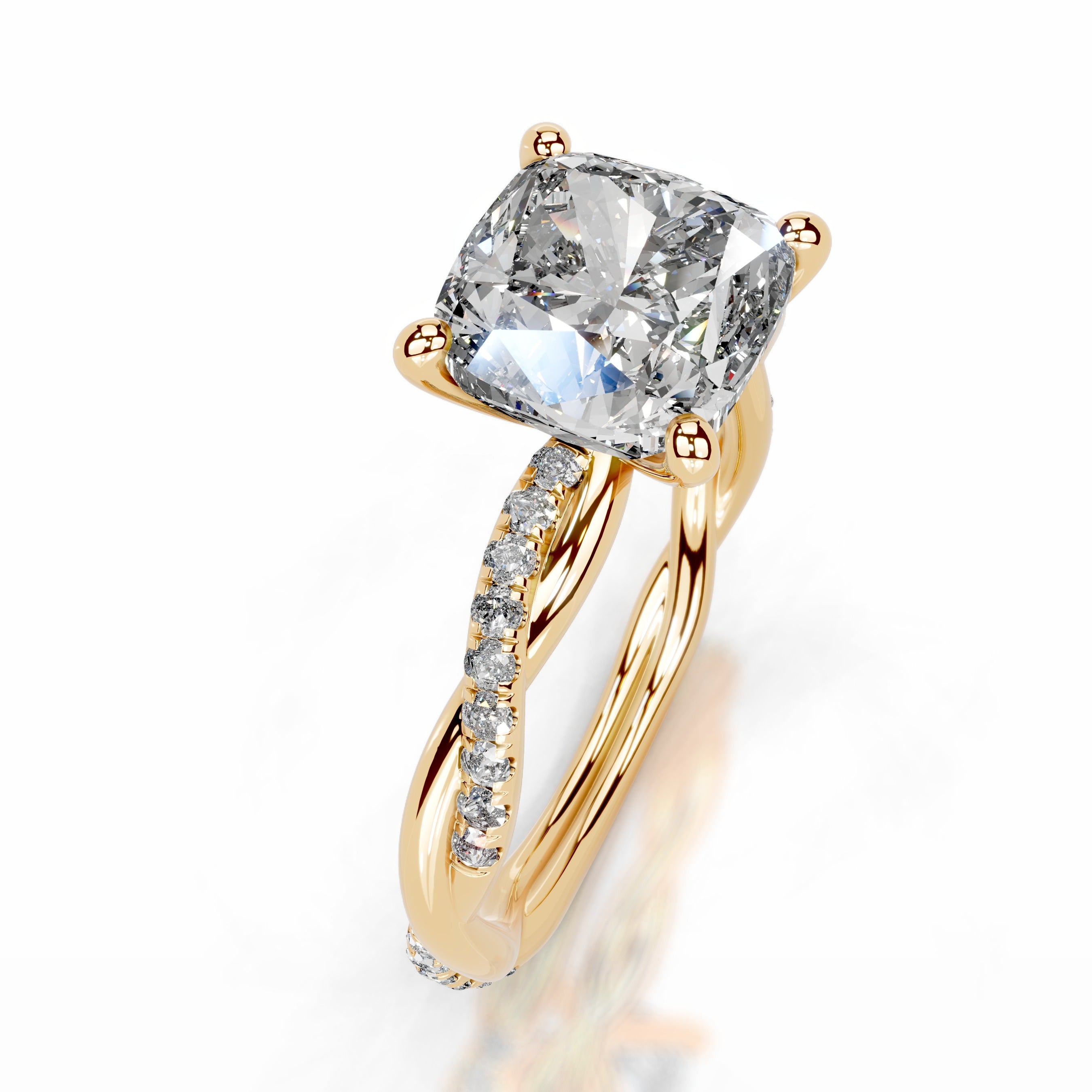 Crystal Diamond Engagement Ring - 18K Yellow Gold、mySite、hinf8tx79