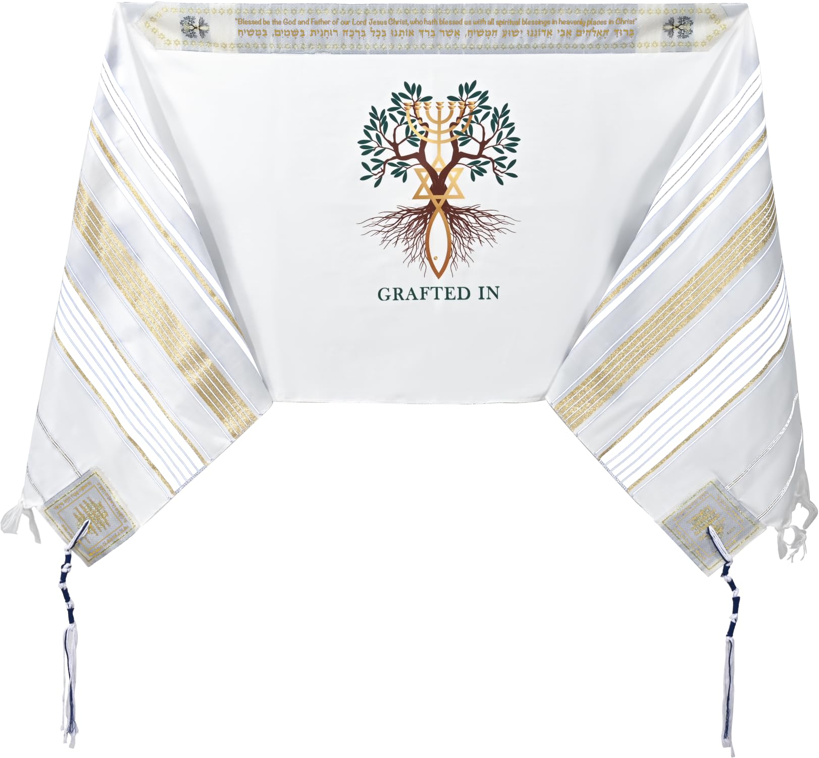 Holy Land Market Grafted IN - Messianic Christian Prayer Shawl/Tallit Prayer Shawl - Creation and Restoration Talit、mySite、topwebapps