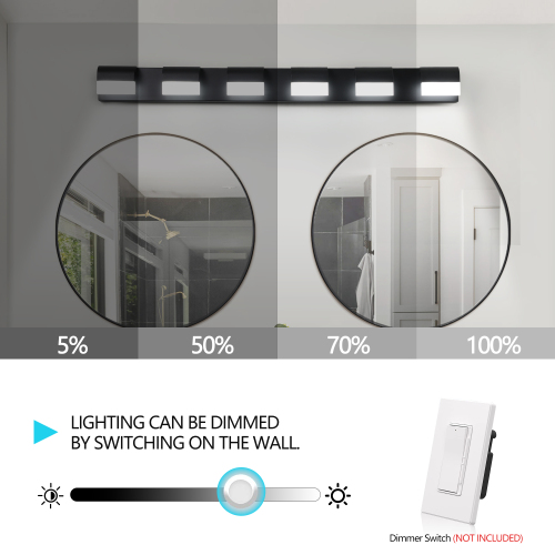 Modern Bathroom Vanity Lighting 6-Light LED Vanity Lights Over Mirror Bath Wall Lighting、、eastwooduniform