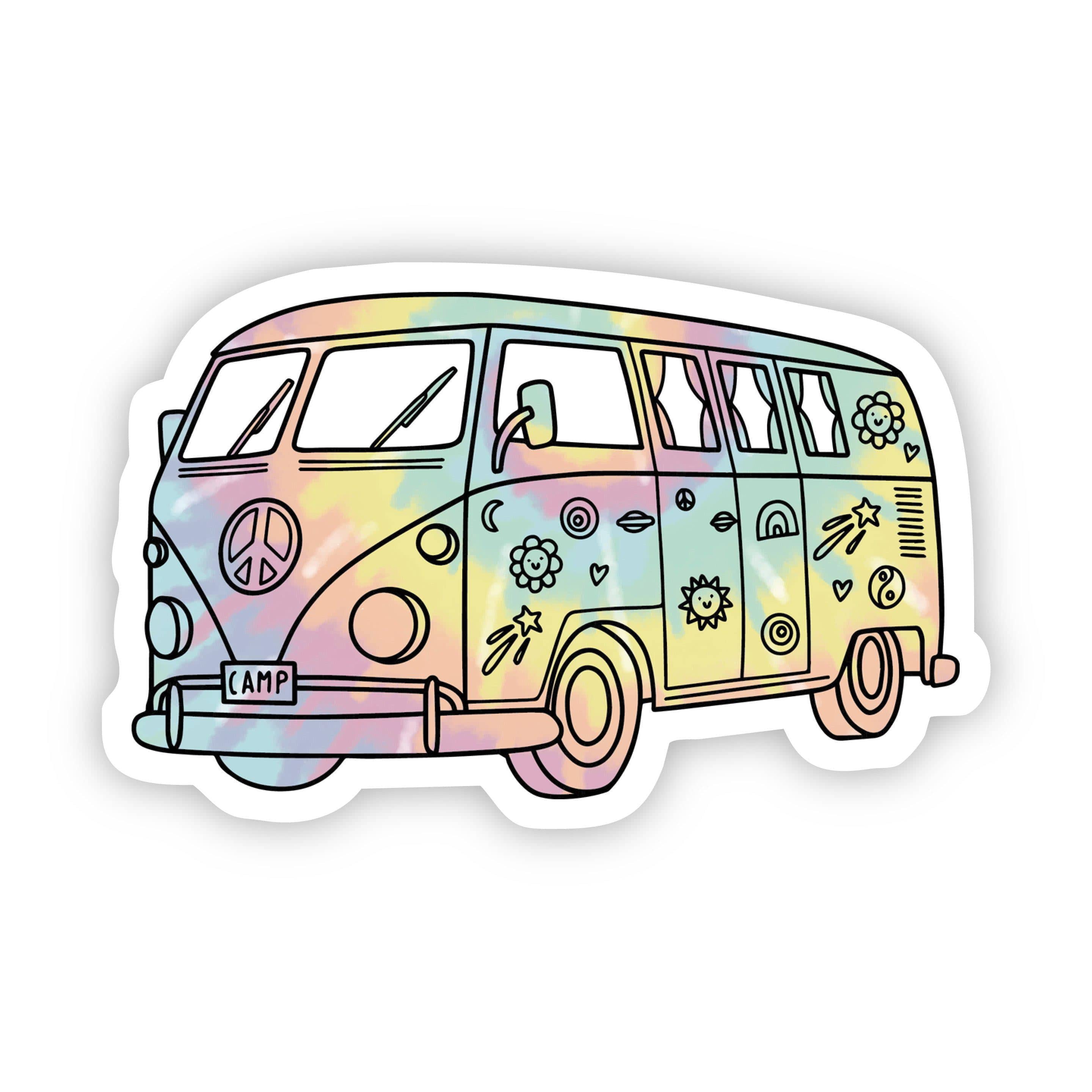  Tie Dye Hippie Van Aesthetic Sticker、mySite、elrpsem3k