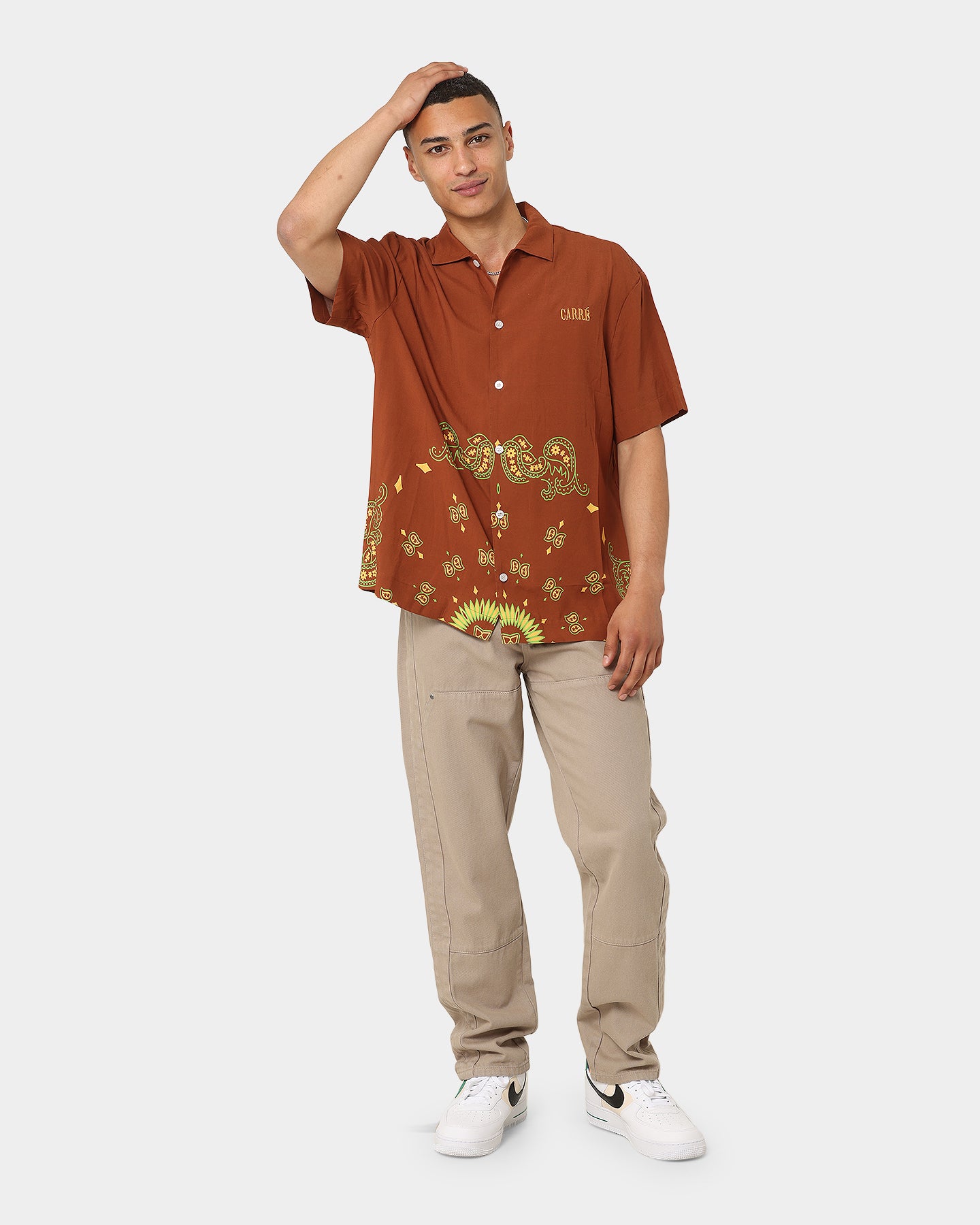 Carre Raphael Button Up Shirt Brown、mySite、zt4zffjzw