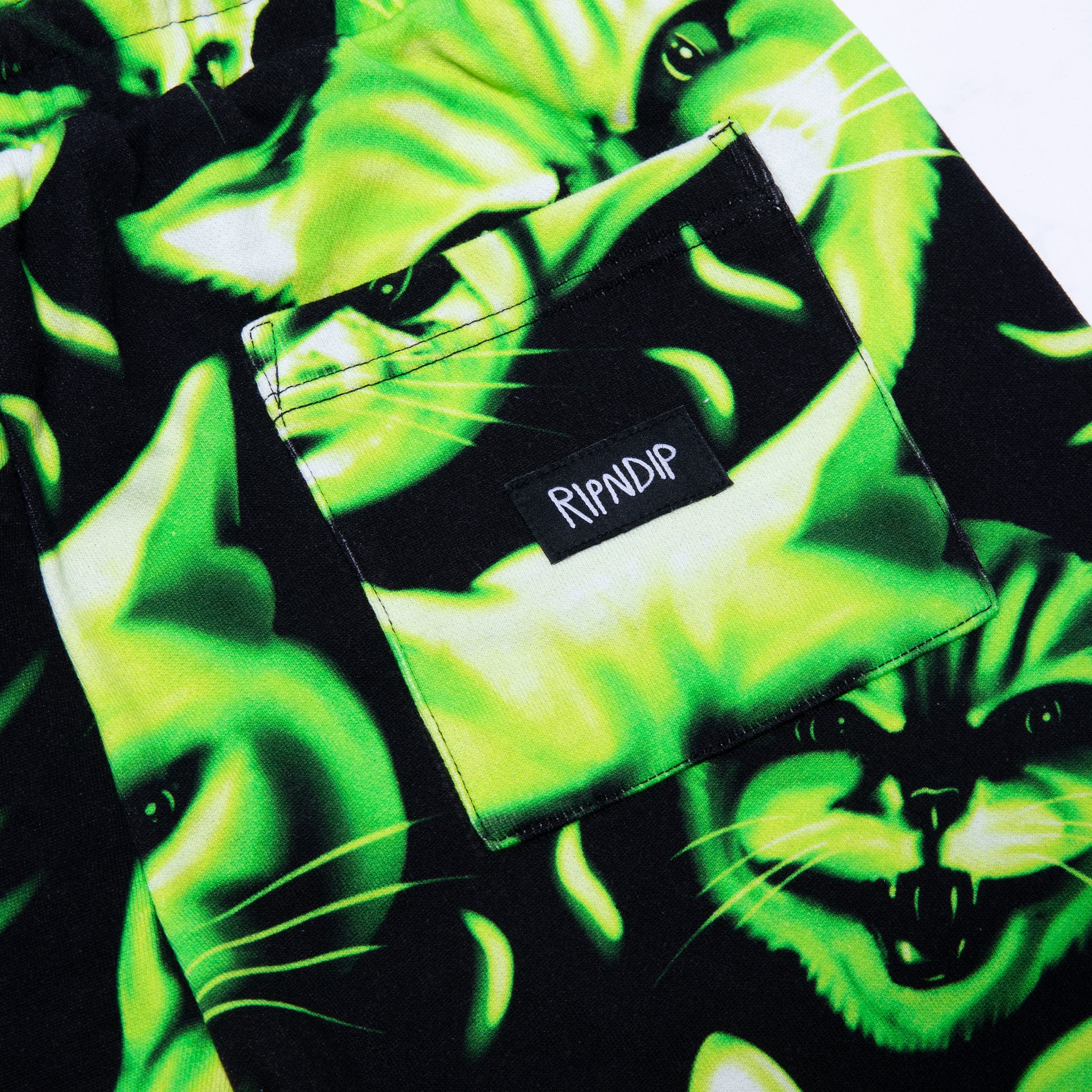  Neon Cat Sweatshorts (Black/Neon)、mySite、merchandisen