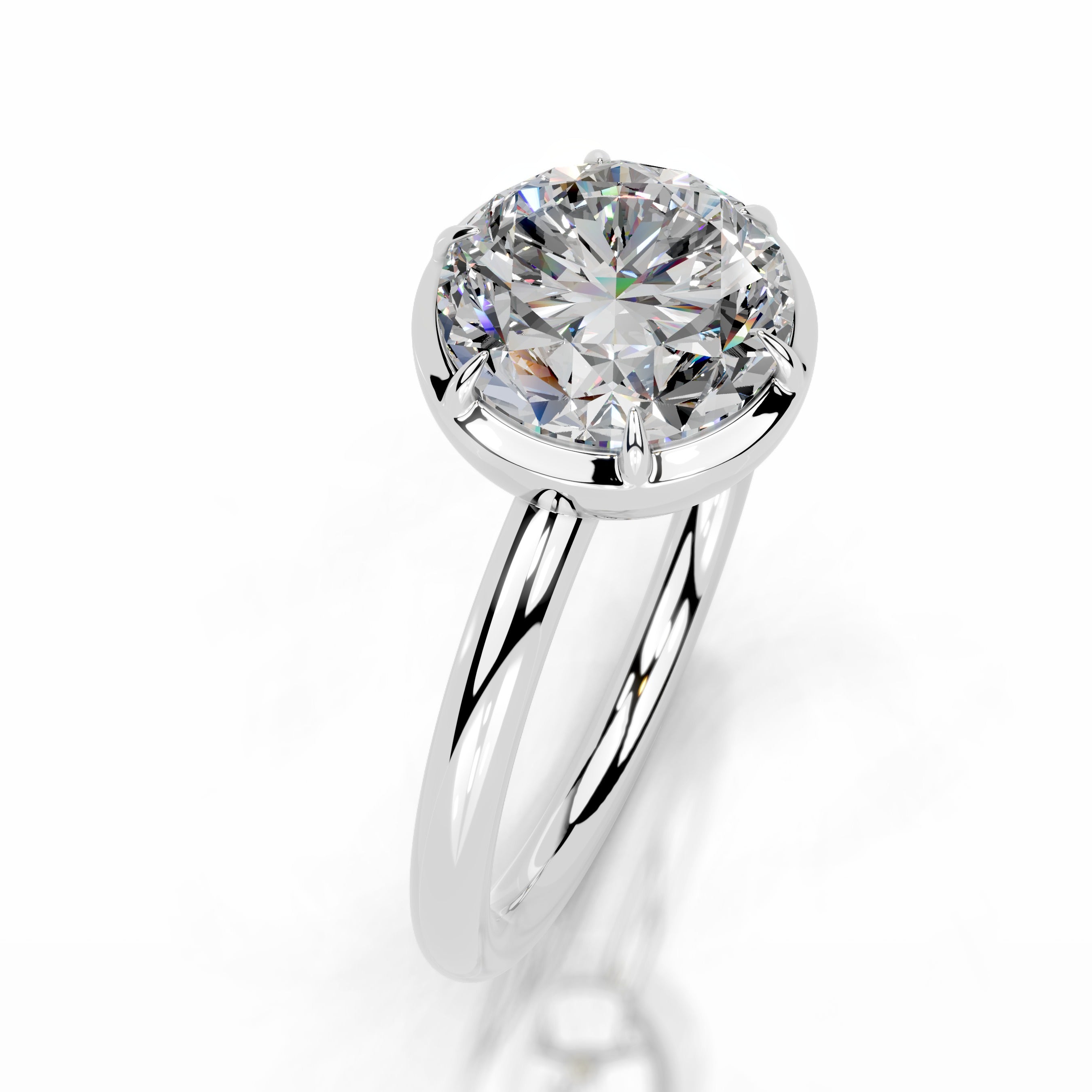 Narcisa Round Moissanite Ring - 18K White Gold、mySite、hinf8tx79