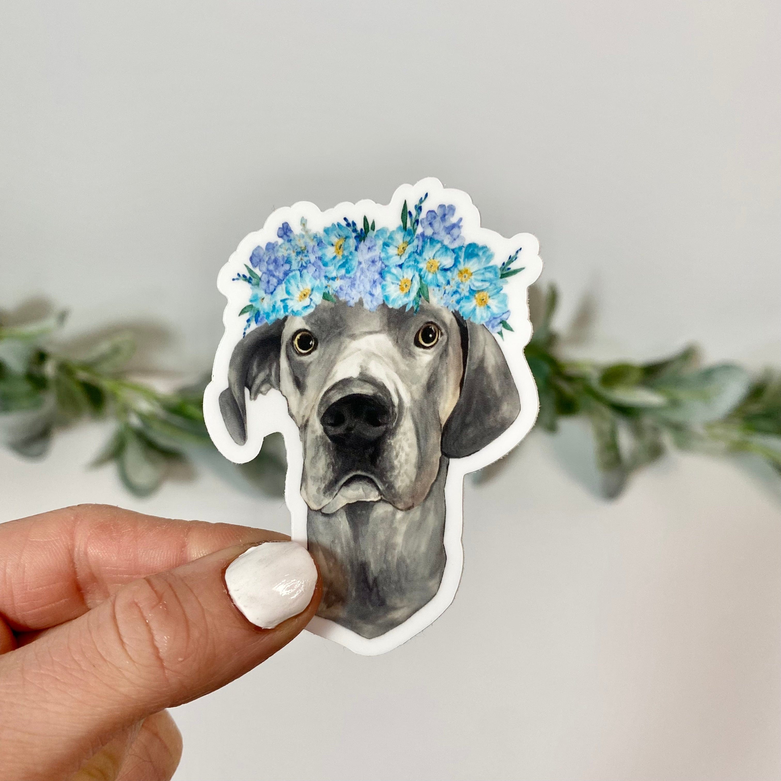  Great Dane With Flower Crown Sticker、mySite、elrpsem3k