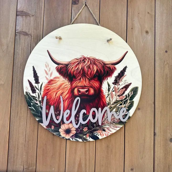 Highland Cow Welcome Sign Door Hangers Two Designs、mySite、g9winljtr