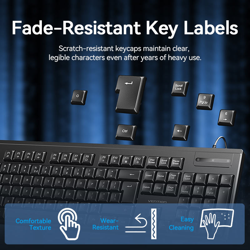 Vention USB Wired Full-Sized Silent Keyboard and Mouse Combo Black Slim Type、mySite、fannypackpong