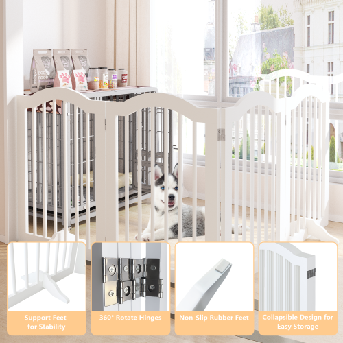 29.5-45.3" Wide Baby Gate for Stairs, Dog Gate Indoor for Doorways, No Drilling Pressure Mounted Pet Gates for Kids, Easy Walk Through Safety Gate, White、、casual