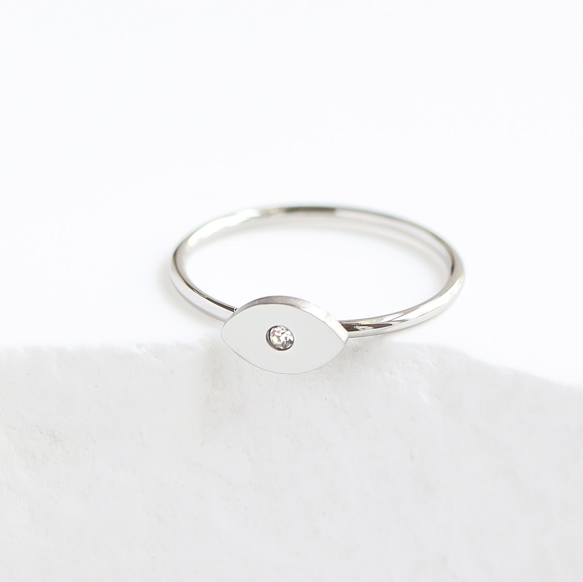 18K Gold PVD Stainless Steel CZ Stone Evil Eye Symbol Ring / ZRJ0004、mySite、dreamappss