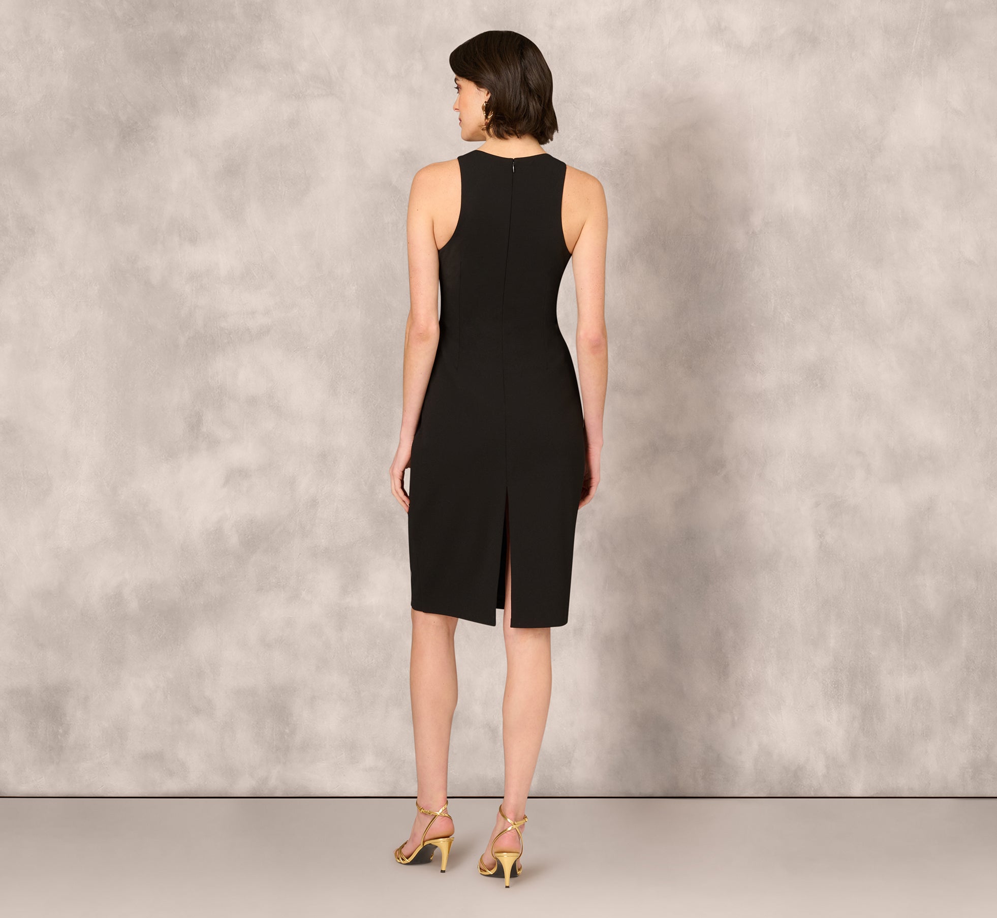 Sleeveless Sequin Flower Sheath Midi Dress In Black、mySite、solidvoid