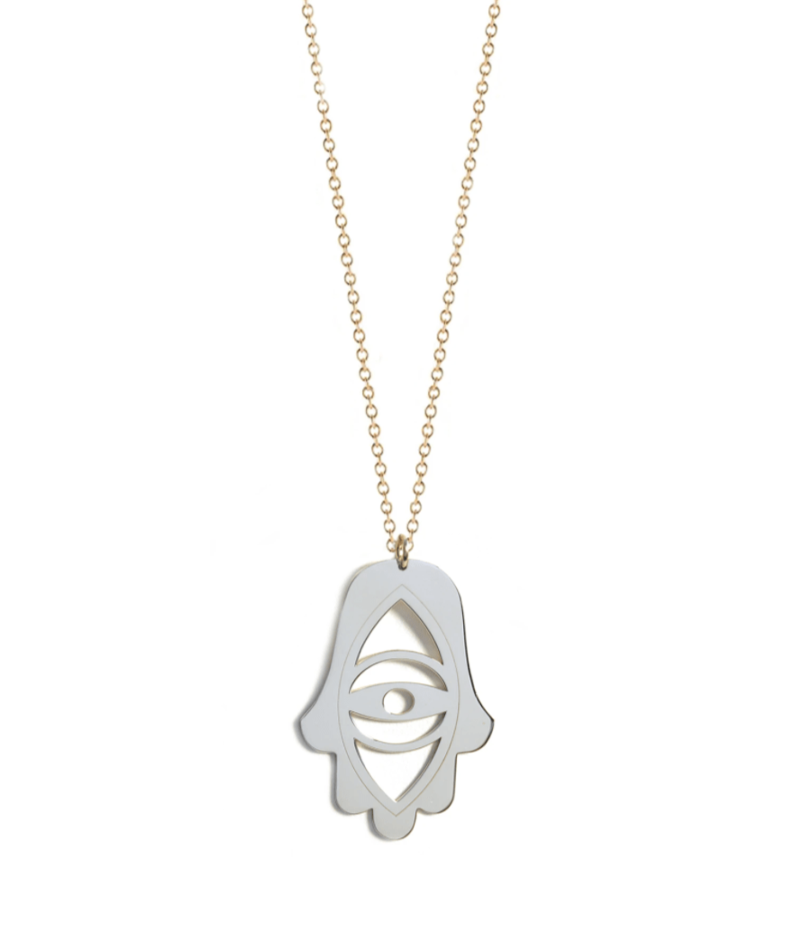 Eye Hamsa Necklace - (Sterling Silver, Gold-Plated, or Two-Tone)、mySite、topwebapps