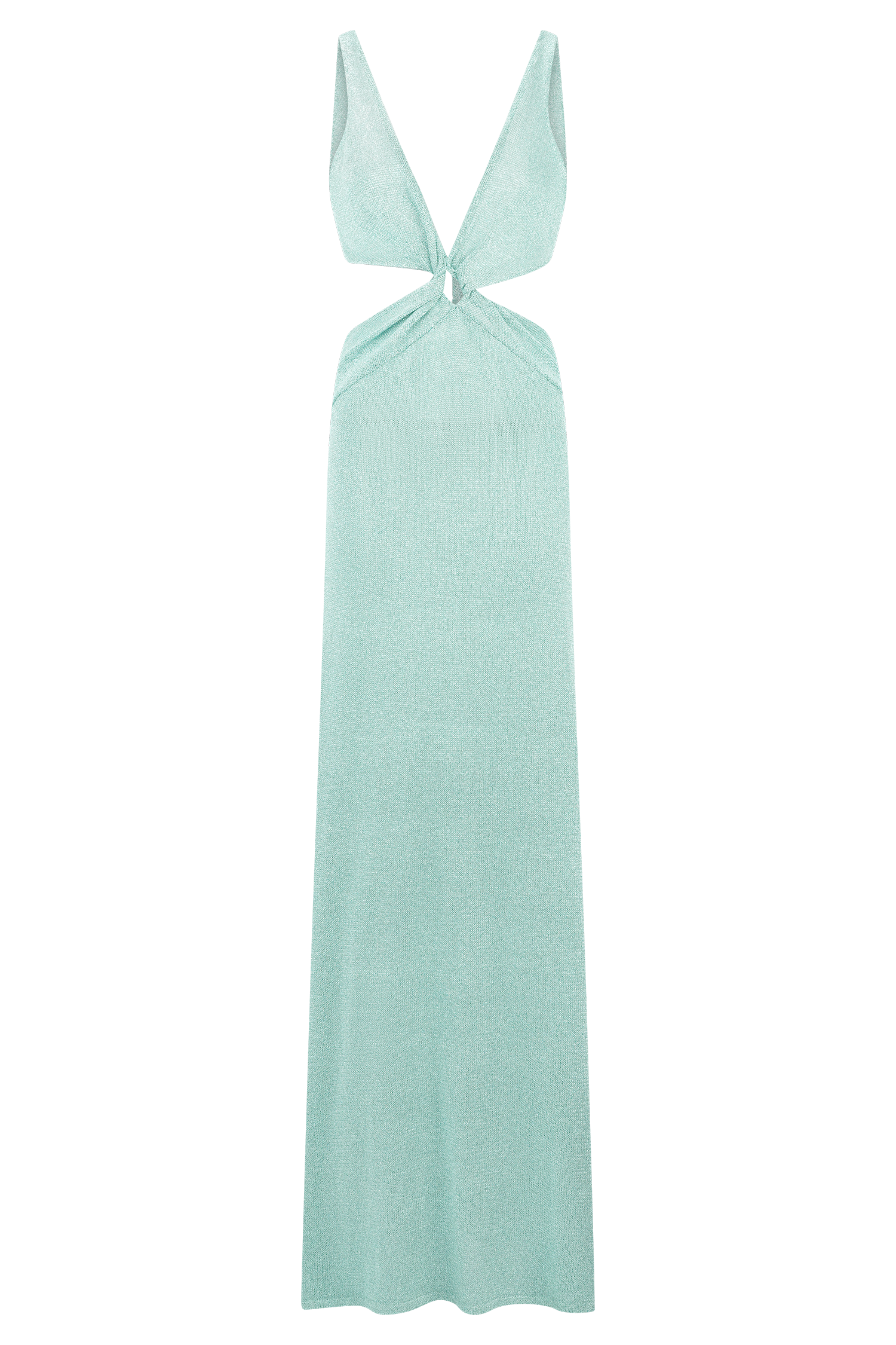 Gracelyn Twisted Metallic Knit Maxi Dress - Aqua、mySite、solidvoid