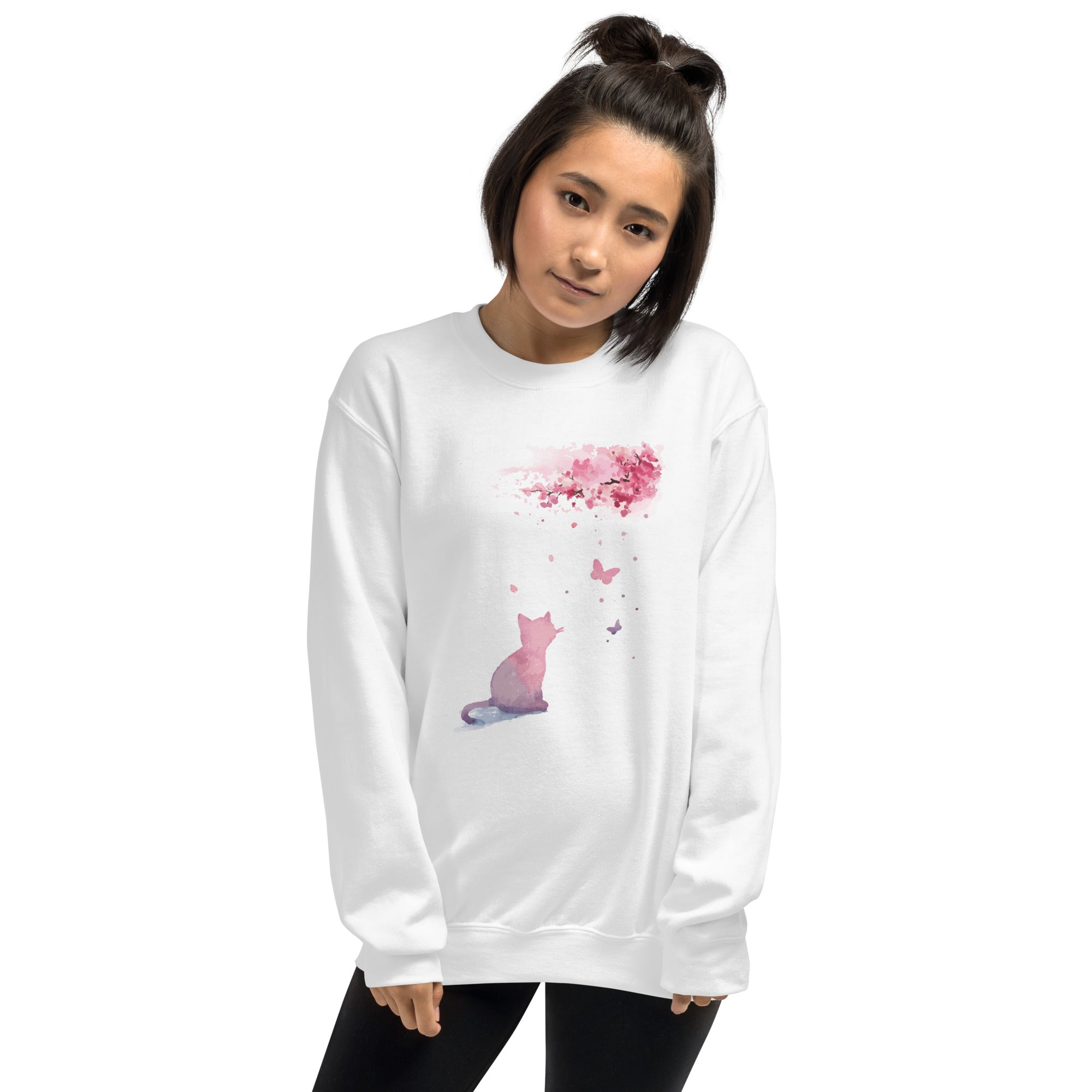 Cherry Blossom Kitten Crewneck Sweatshirt、mySite、camillekostekn