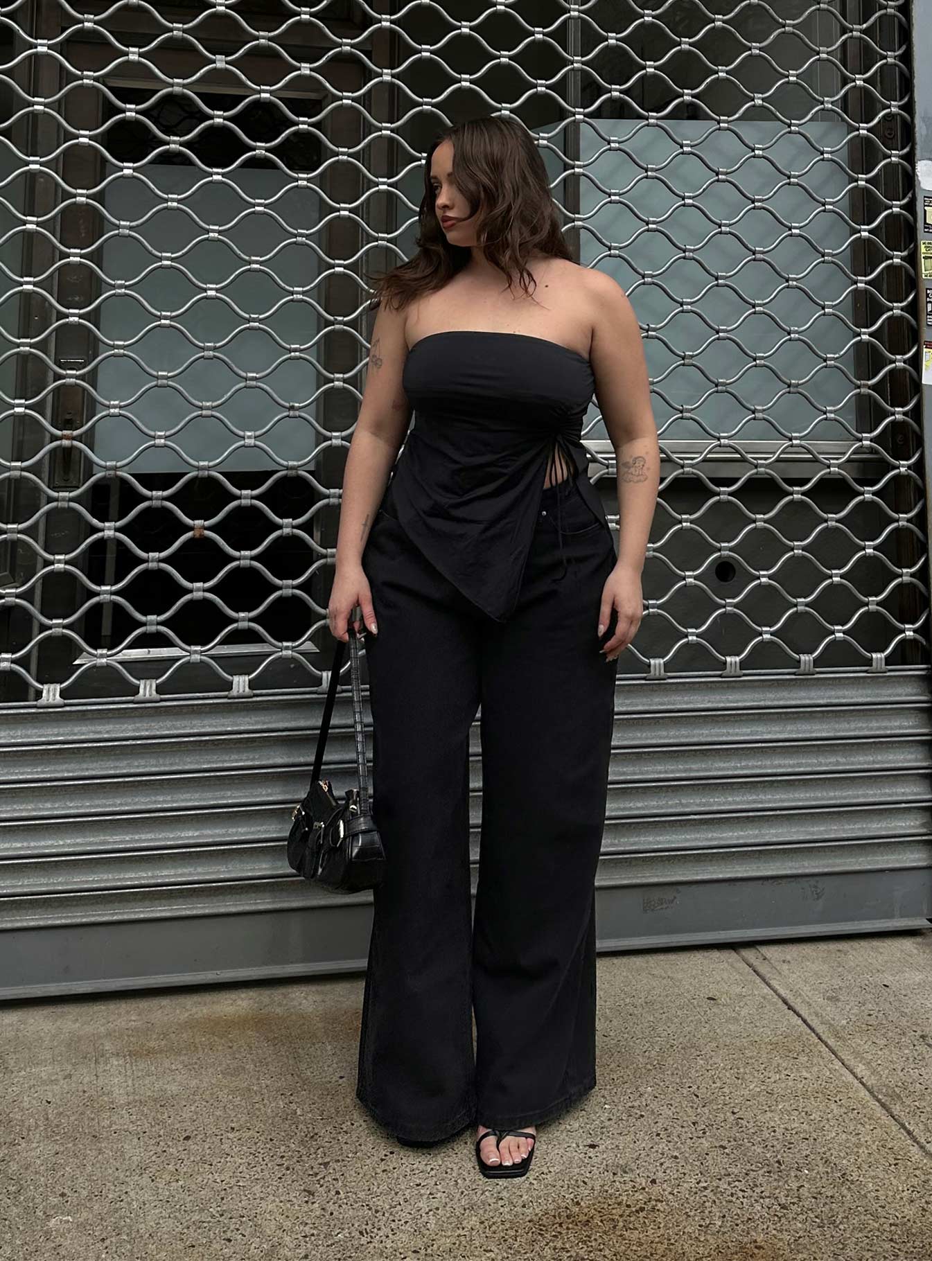 Naylor Wide Leg Jeans Washed Black Denim Petite、mySite、solidvoid