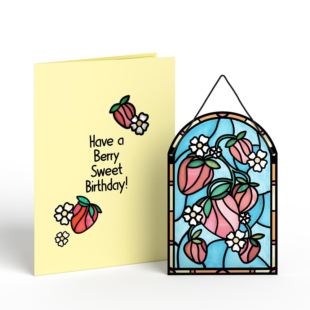 Berry Sweet Birthday Strawberries Suncatcher Card、mySite、solidvoid