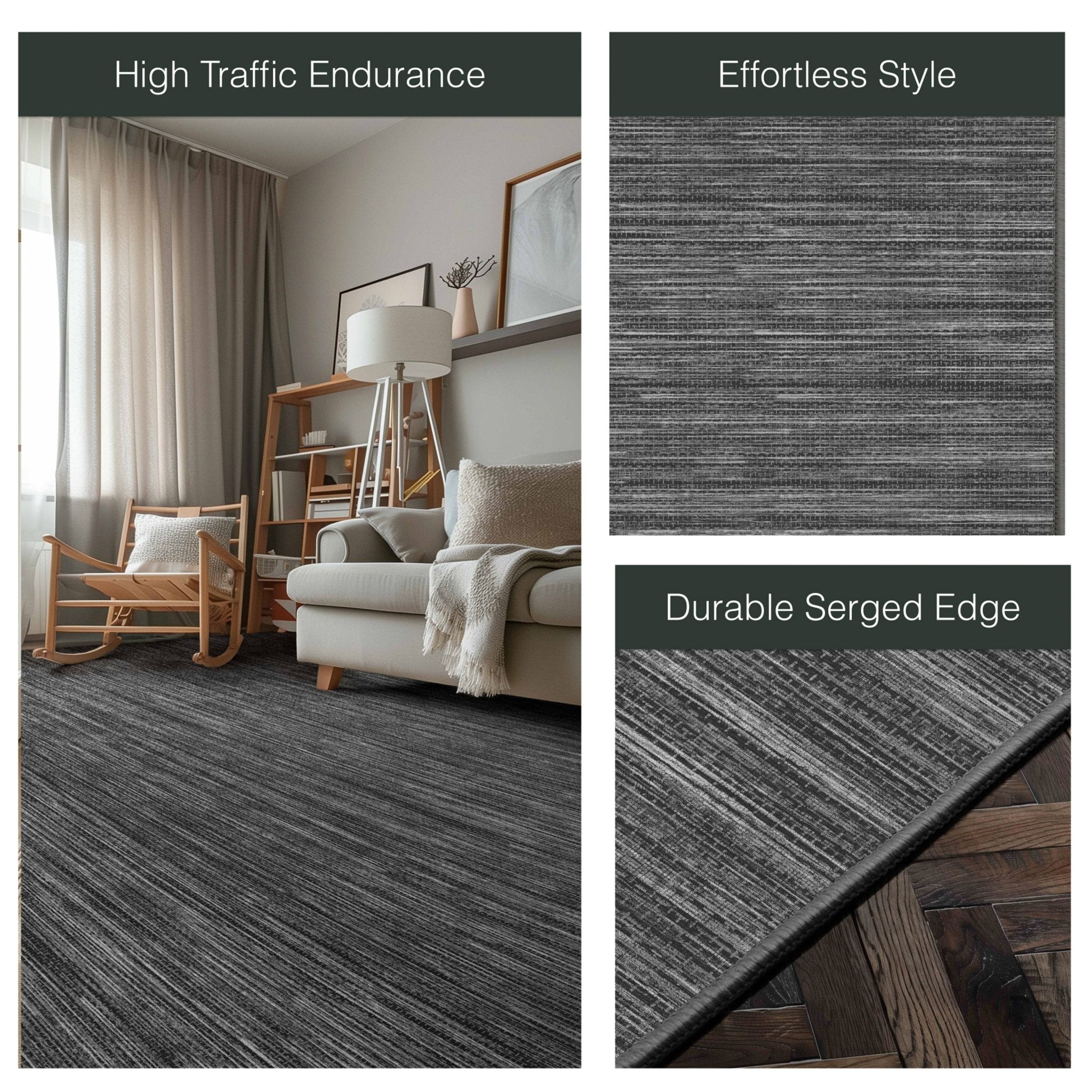 Edwin Custom Rug - Monochrome Striation , Flat Pile, Easy Clean, Customizable for Your Space、mySite、gigharbornorthrealestate